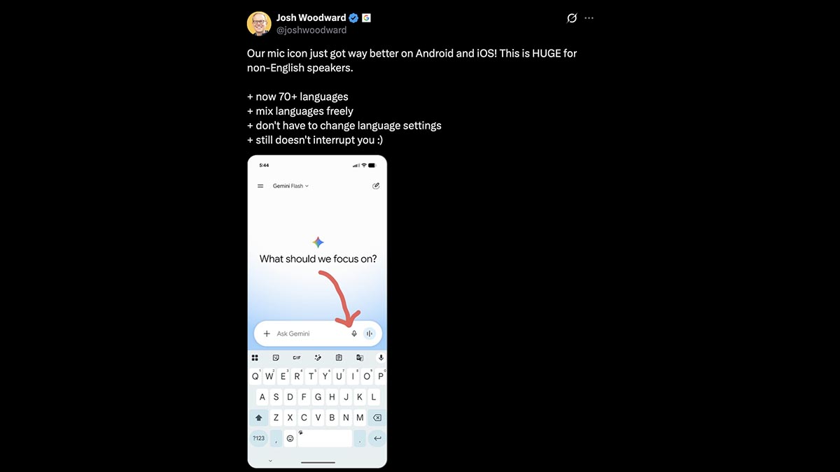 josh woodward x post gemini app mic new languages josh woodward x post gemini app mic new languages