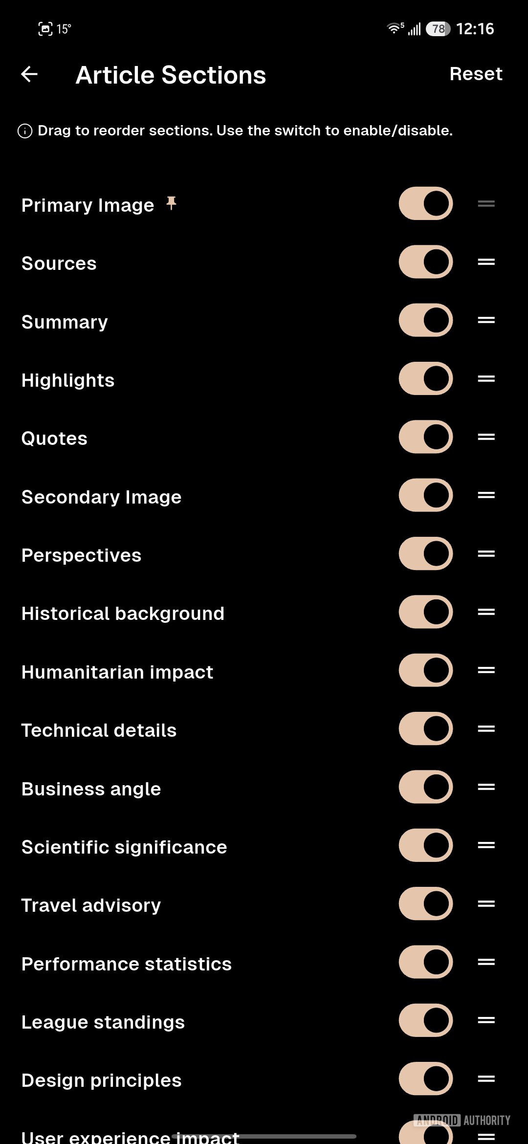 kagi news settings screenshot 2