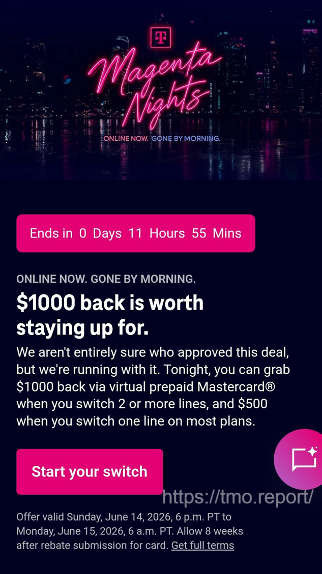Magenta Nights T-Mobile promo screenshot