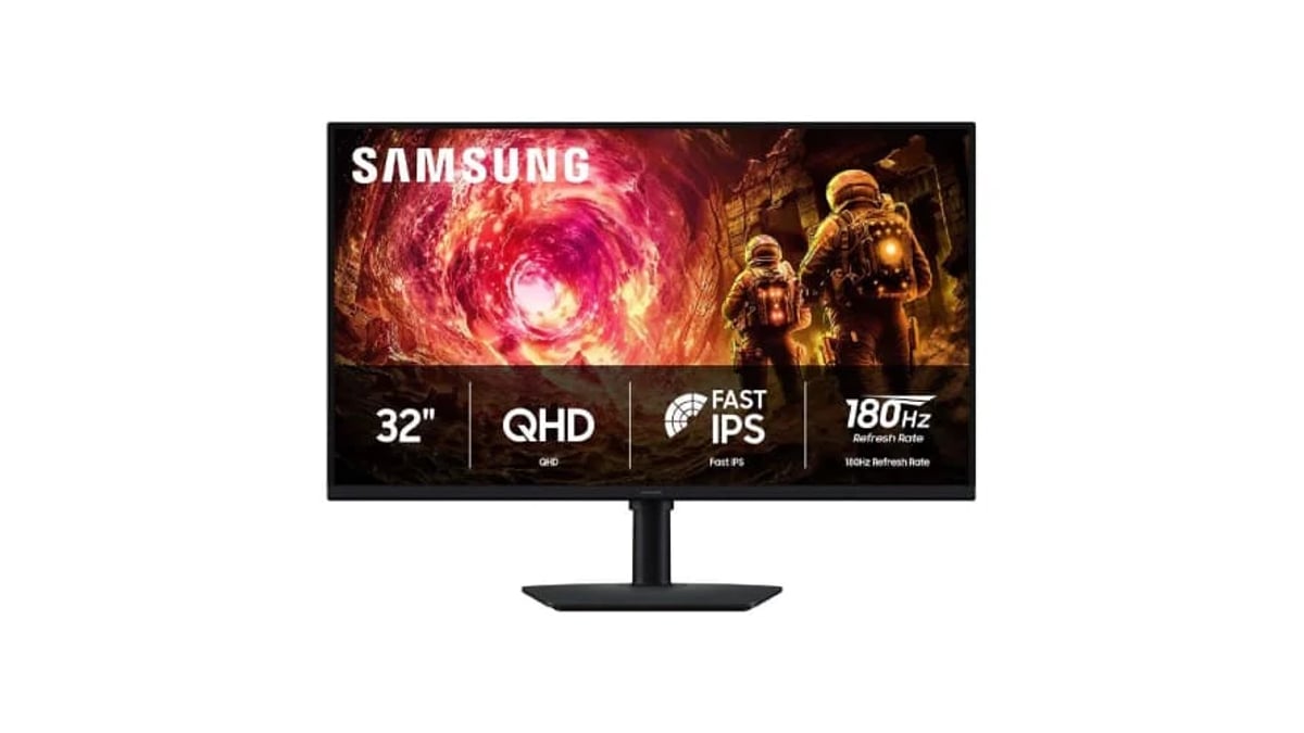 Samsung 32” Odyssey G5 G50F QHD Resolution Gaming Monitor, 180Hz Refresh Rate, Fast IPS Panel, HDR10, NVIDIA G-Sync Compatible, 1ms Response Time (GtG), AMD FreeSync™, Adjustable Stand, LS32FG502ENXZA