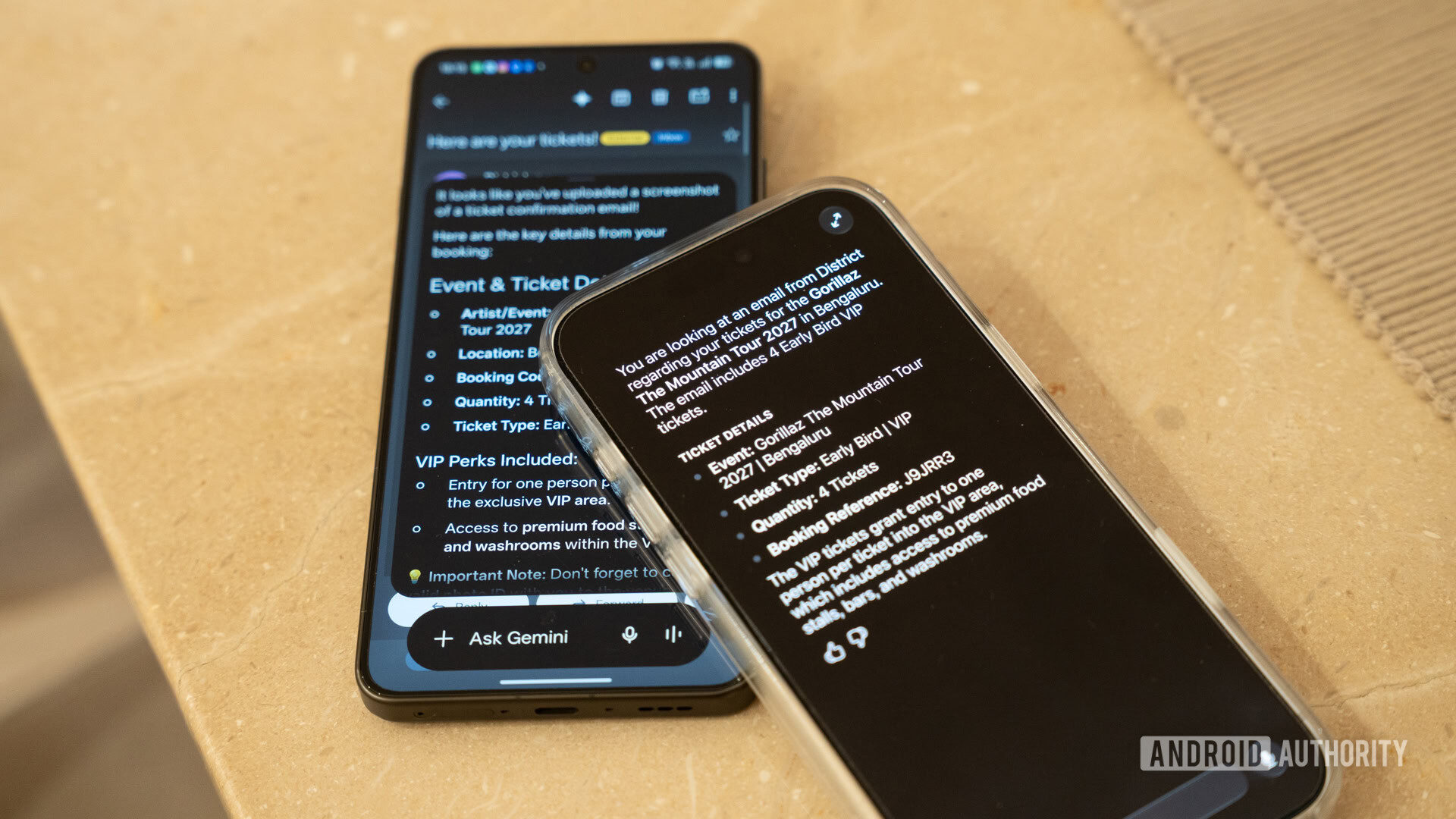 siri ai vs gemini ai 3 Siri AI and Gemini running next to each other on two phones.