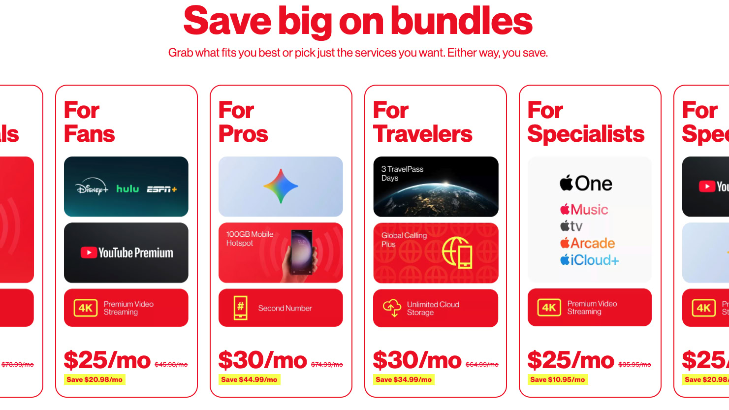 Various bundles available for Verizon Simplicity.
