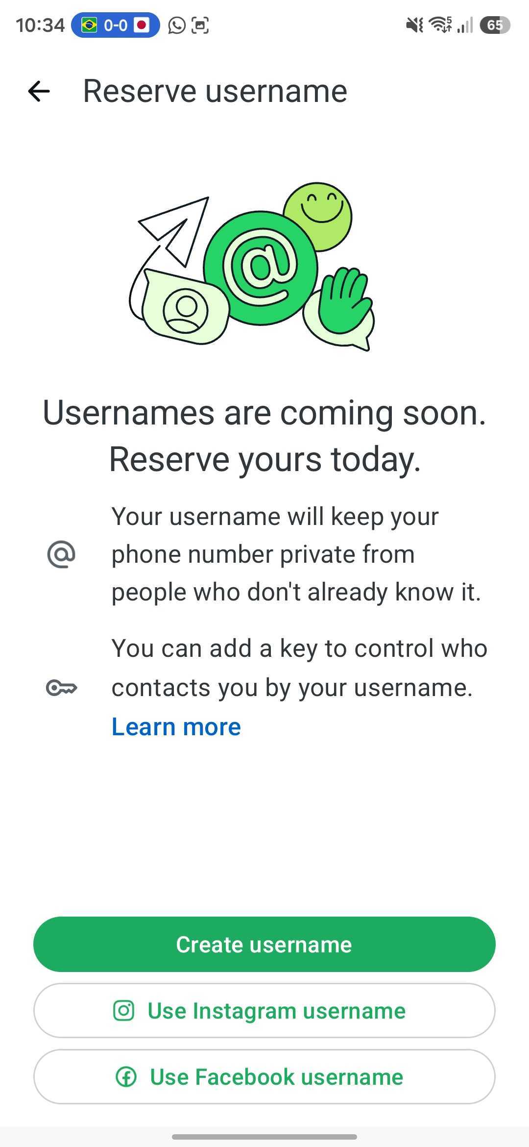 whatsapp create username 2