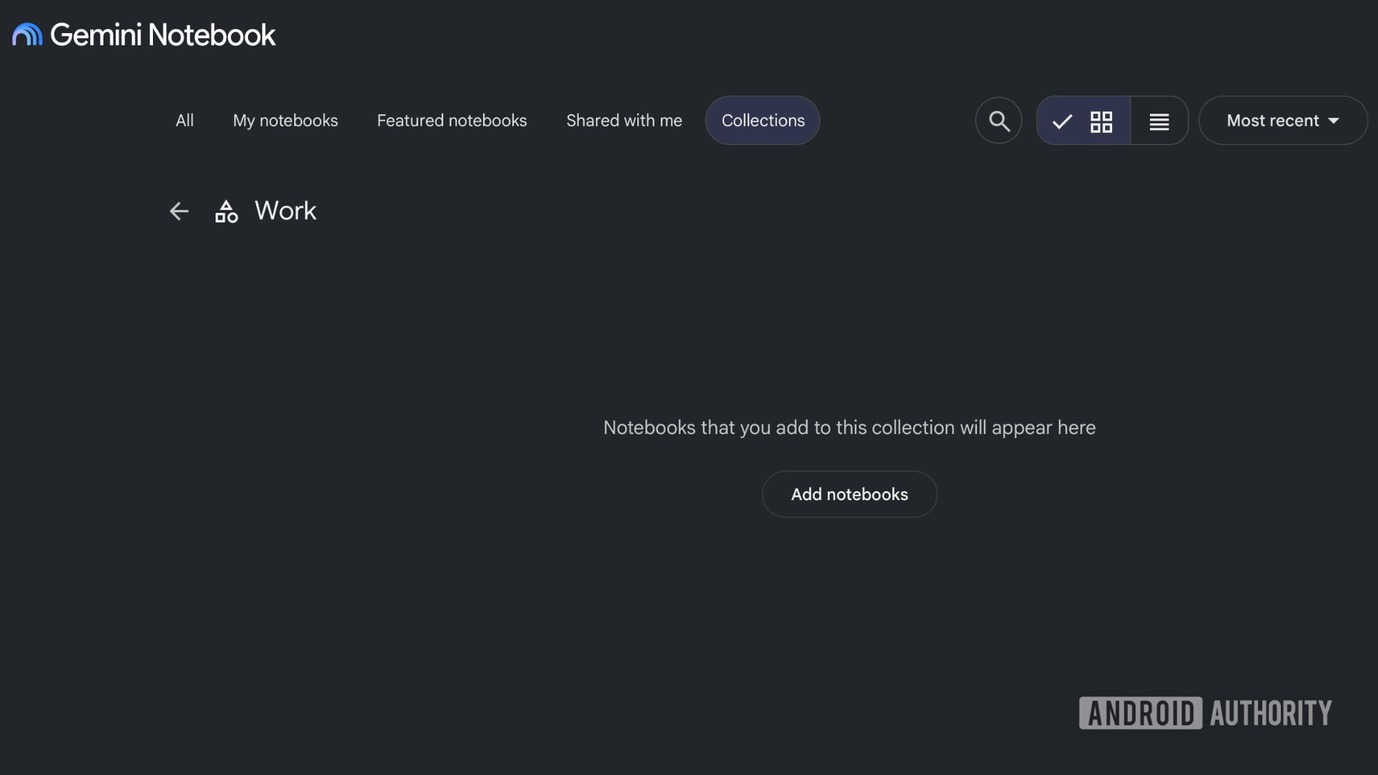 Add notebooks to Work Collection on Gemini Notebook