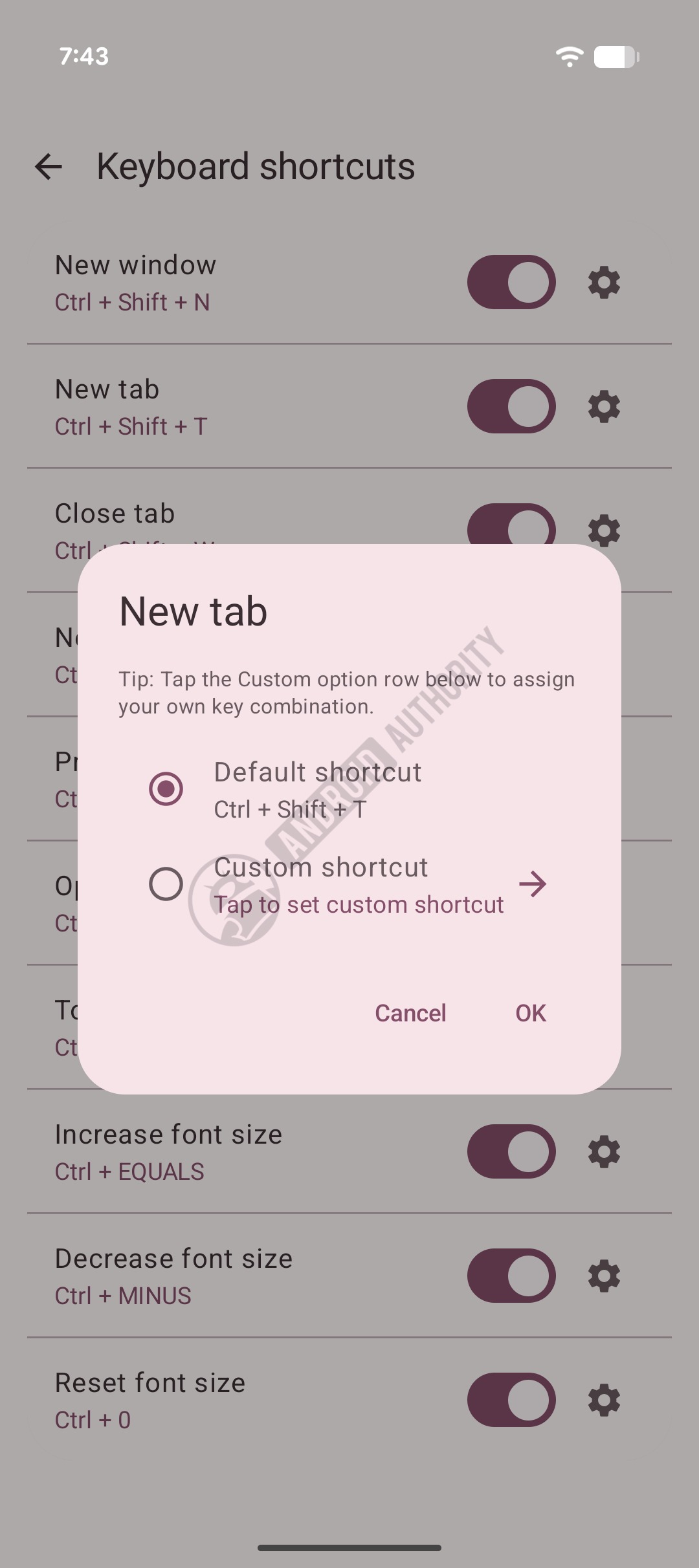 Android 17 QPR1 beta 6 Linux Terminal app showing custom shortcuts (2) watermarked