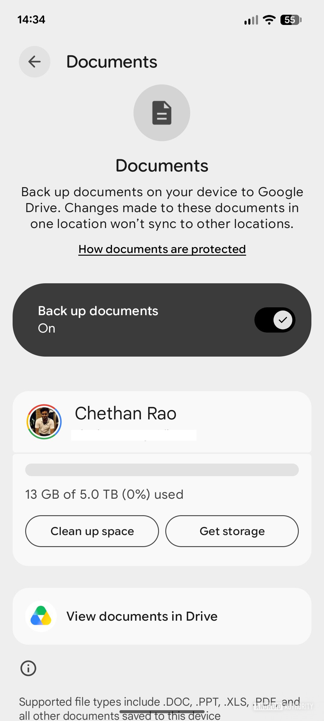 Android Backup Page Documents