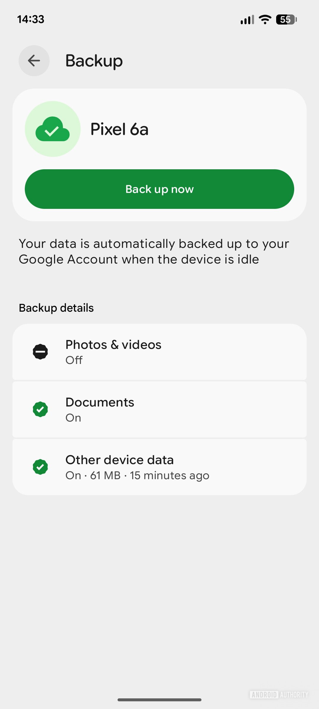 Android Backup Page