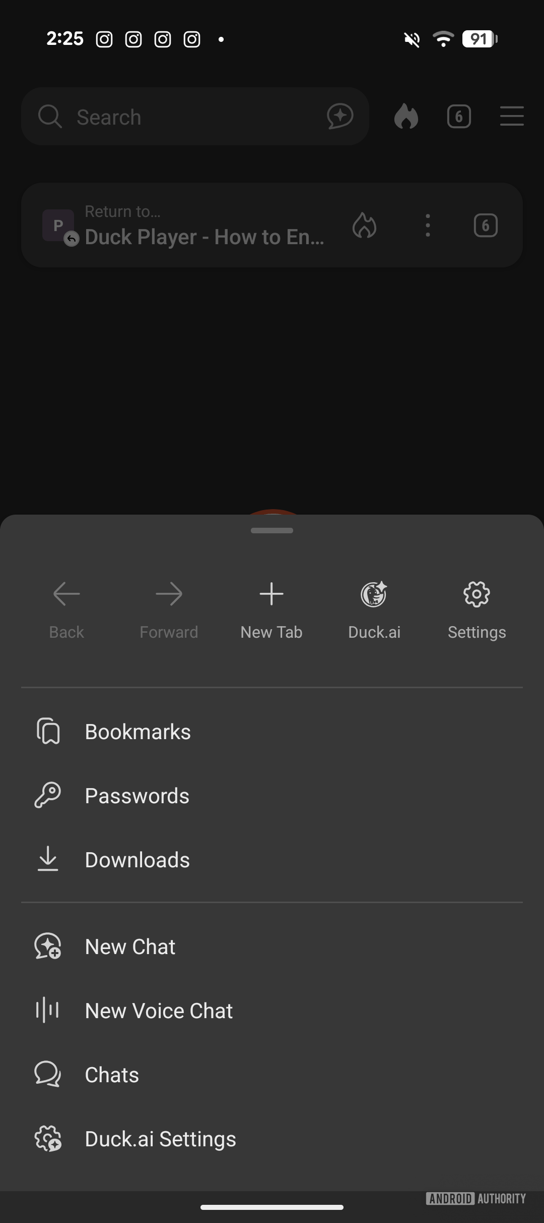 DuckDuckGo browser settings icon on Pixel 10a