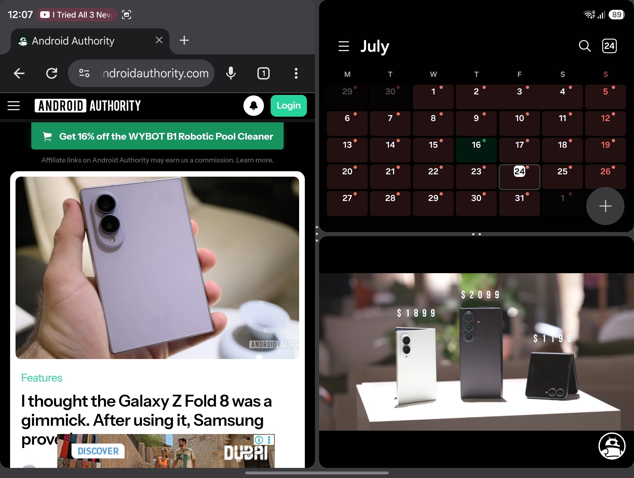 Galaxy Z Fold 8 Regular three way split