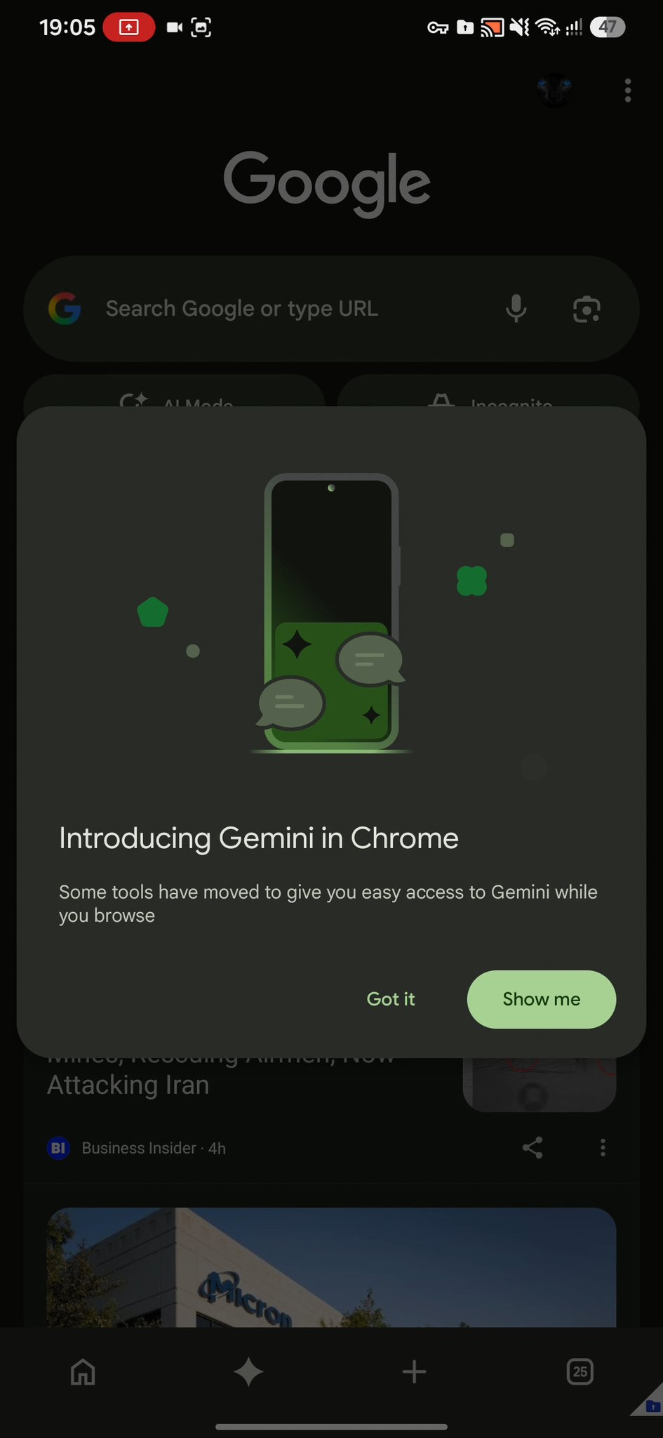 Gemini in Chrome on Android