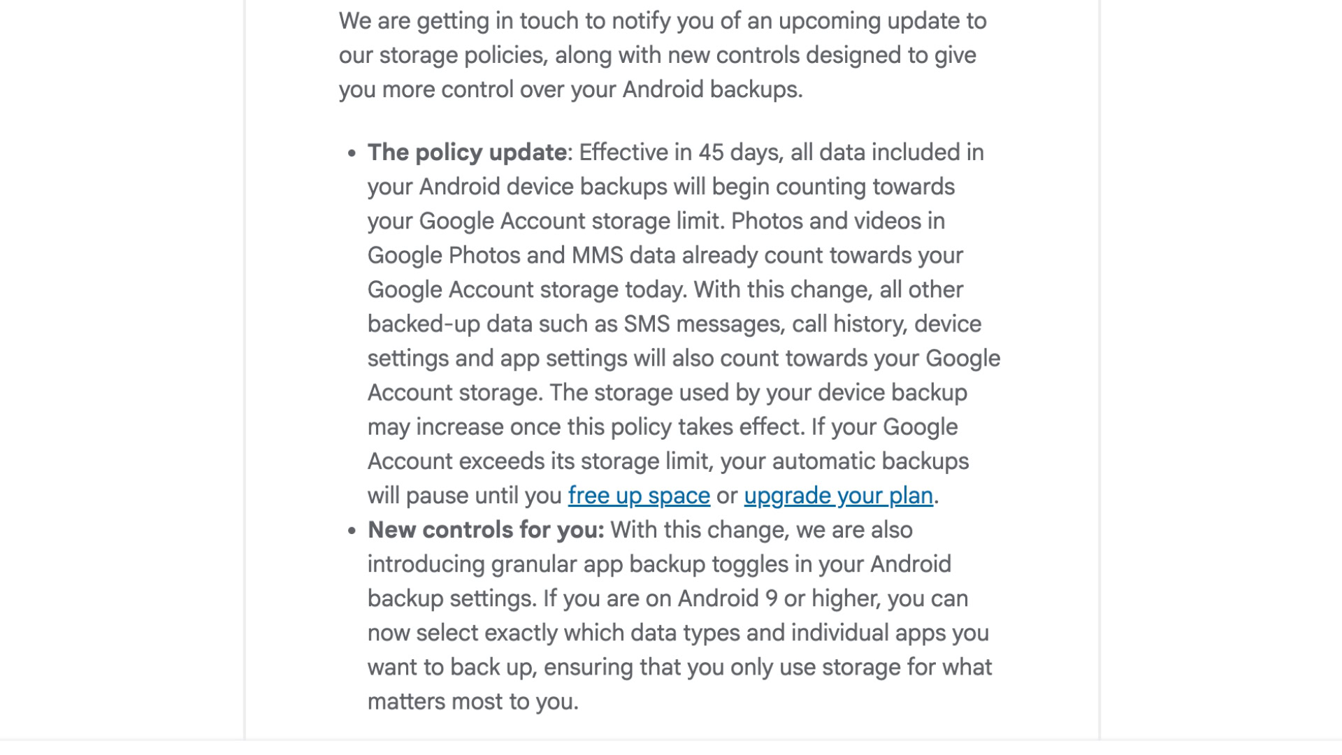 Google Email Storage Policy Change Google Email Storage Policy Change