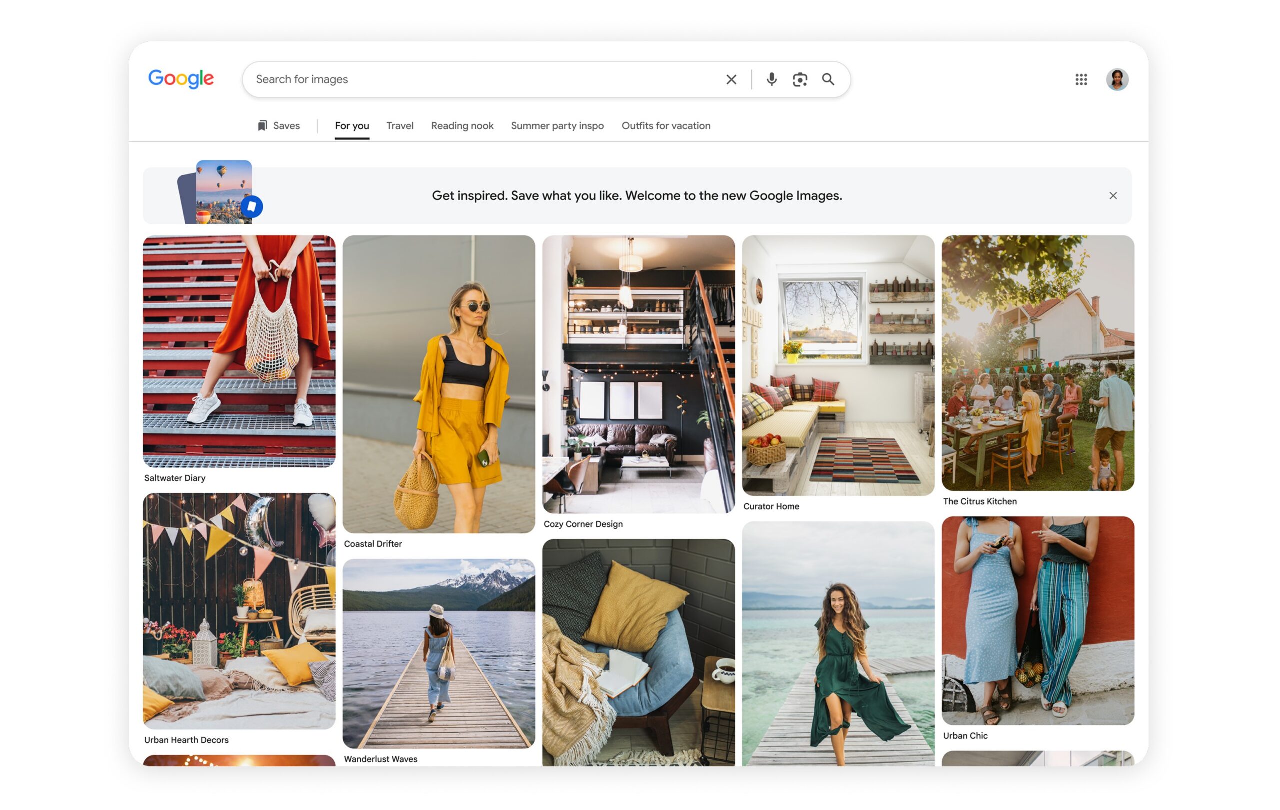 Google Images for you tab