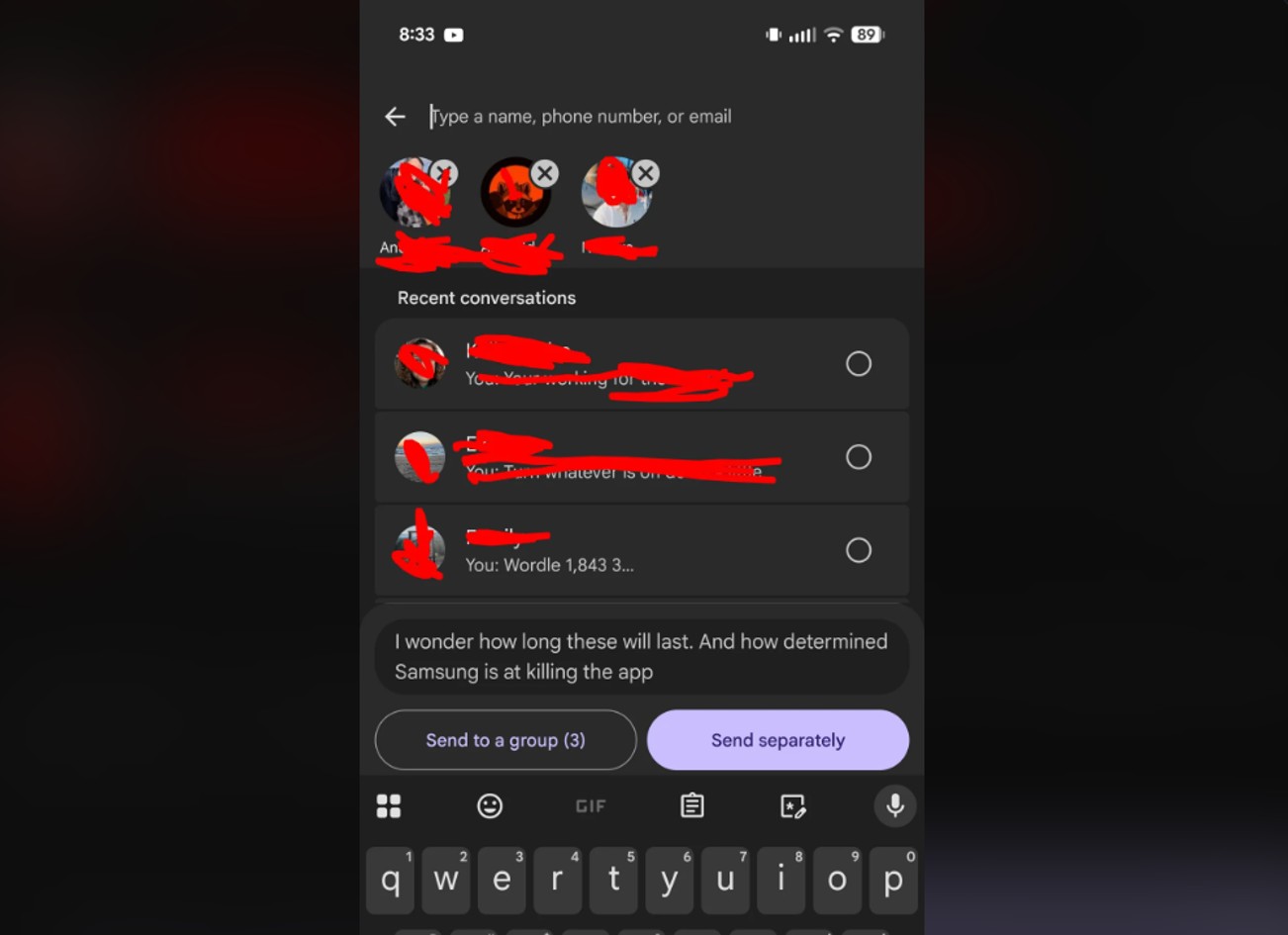 Google Messages New Share Menu