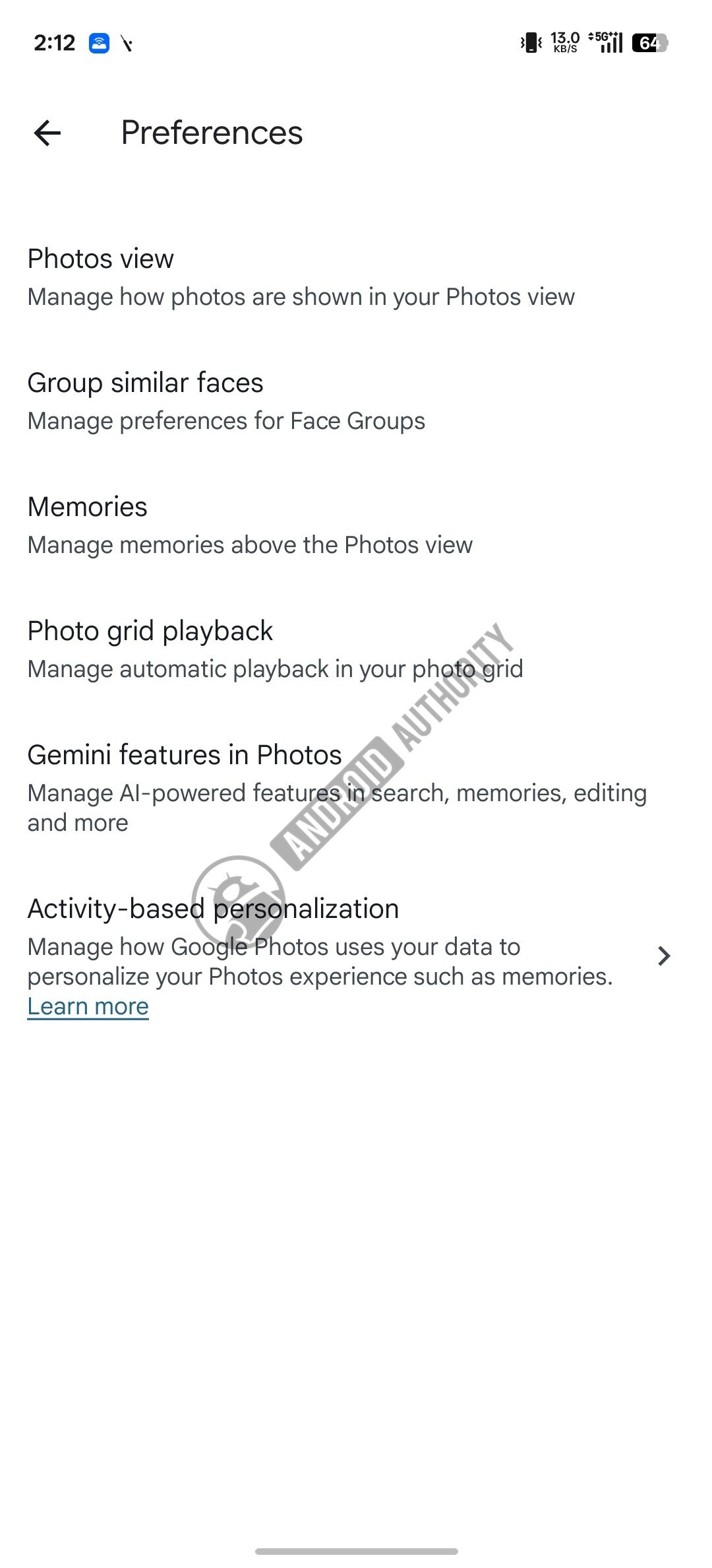 Google Photos current settings UI 2 watermarked