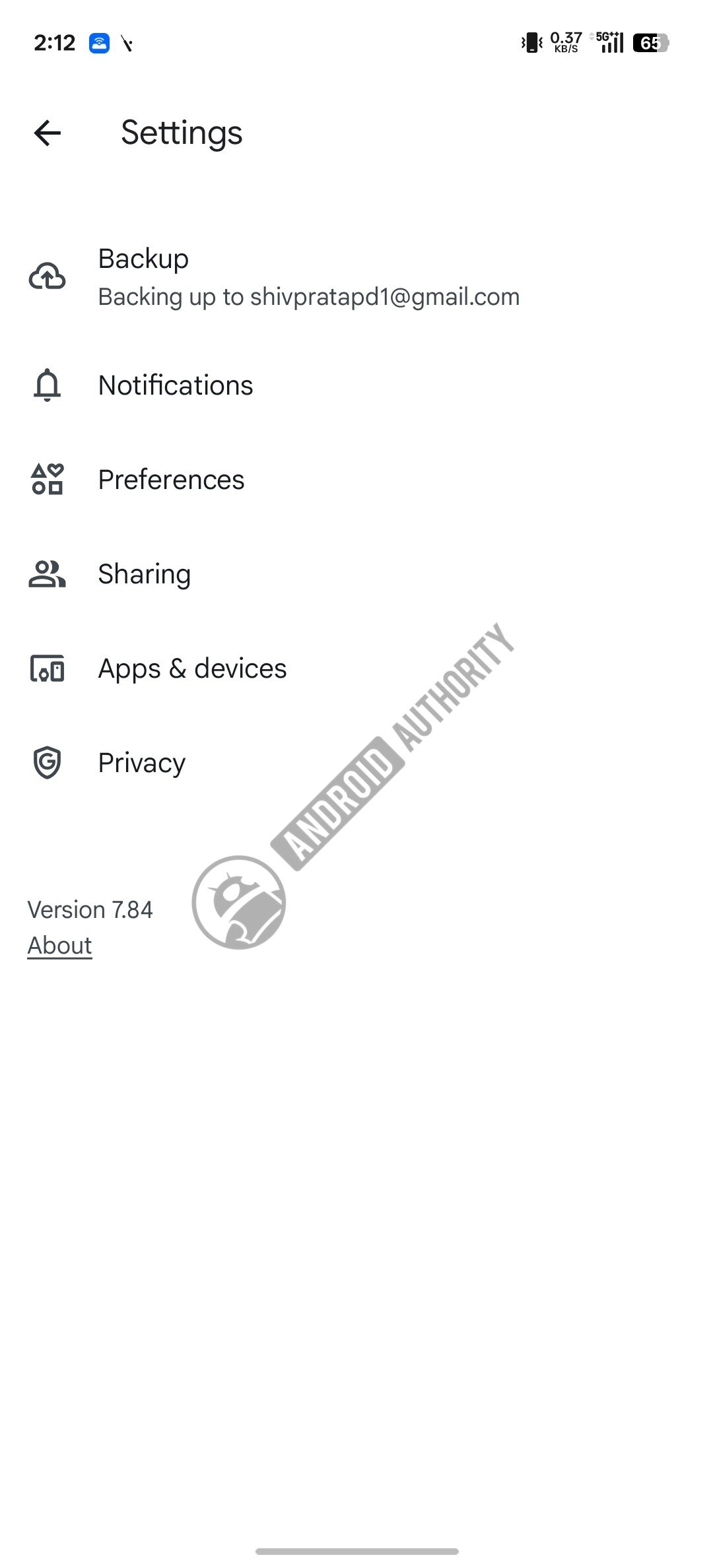 Google Photos current settings UI watermarked