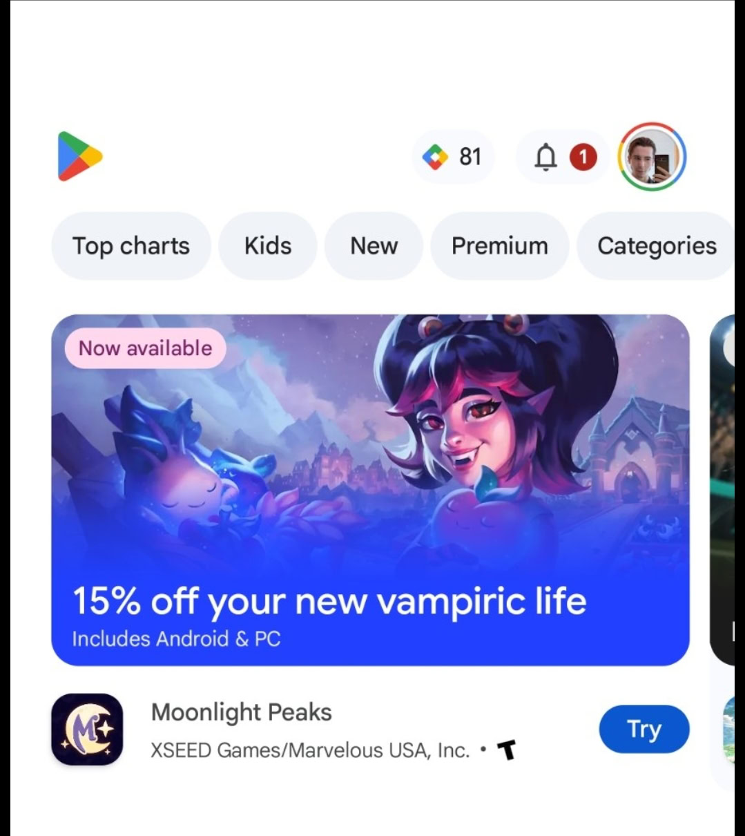 Google Play Store new UI play points