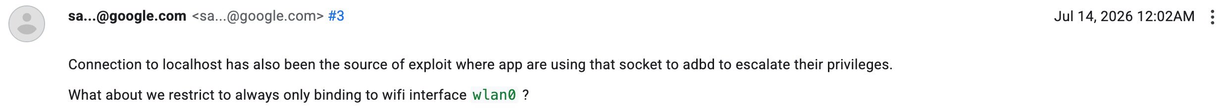 Google employee proposing changes to on device ADB 1
