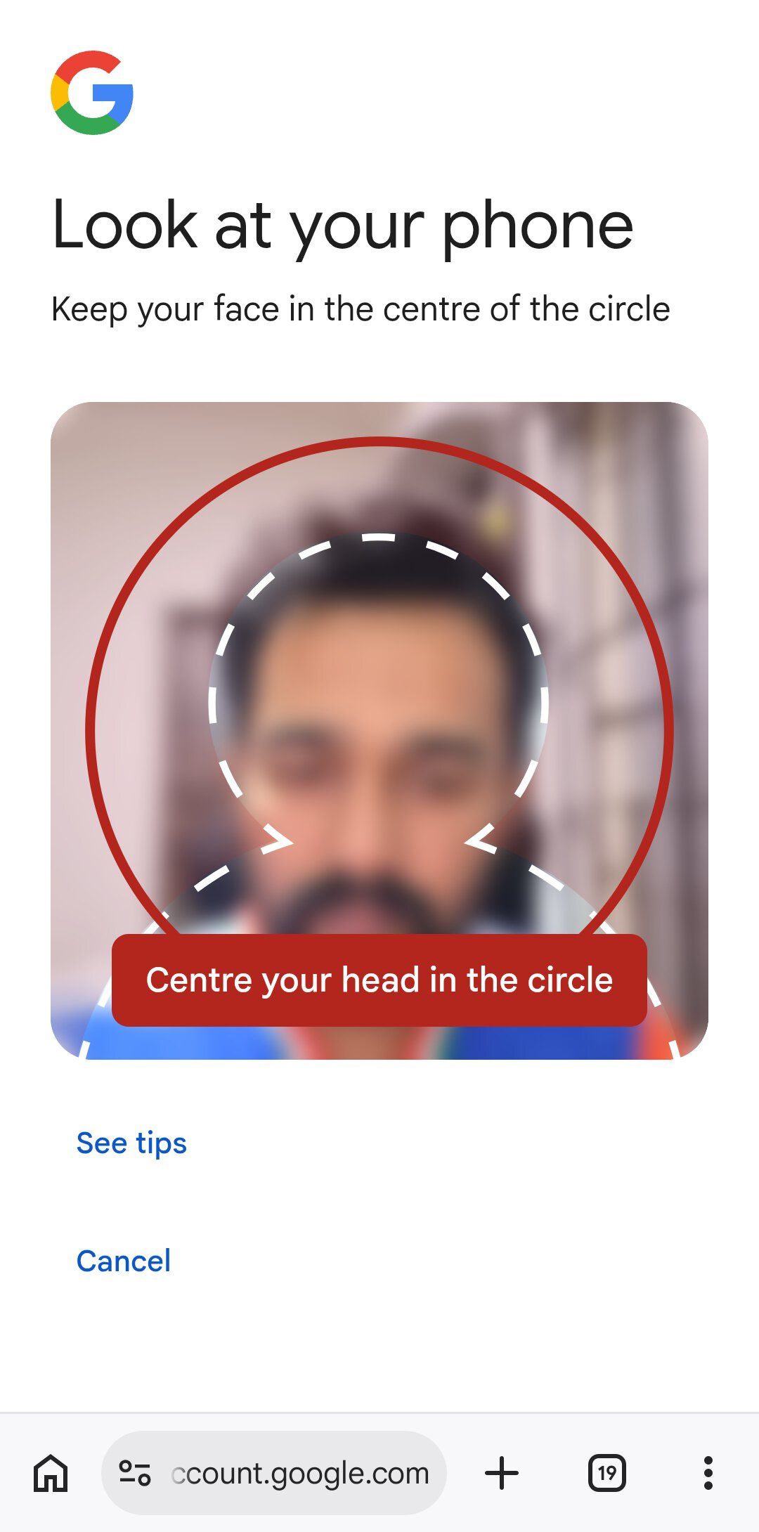 Google selfie video page on Android phone
