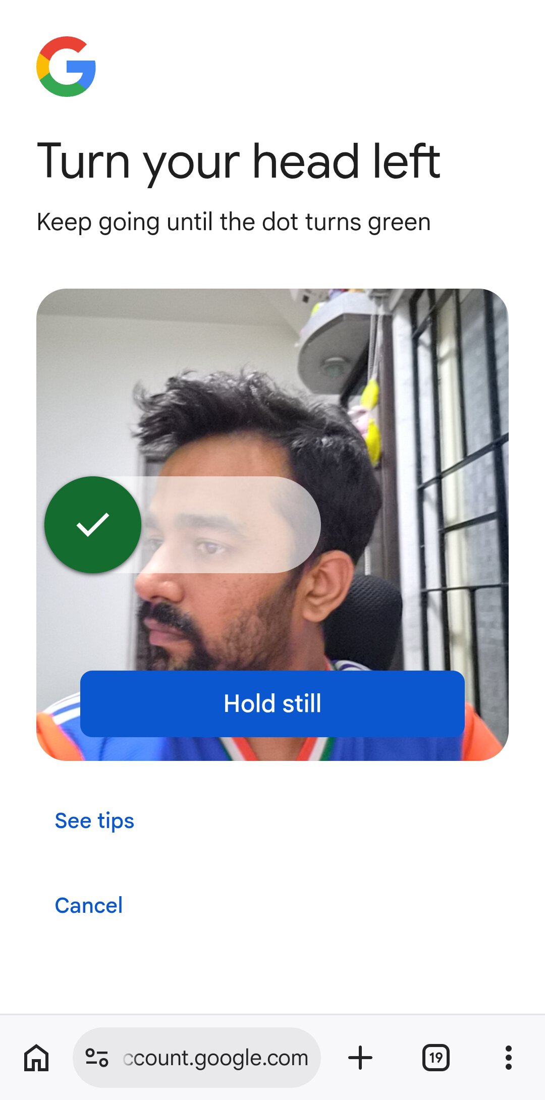 Google selfie video record page on Android phone