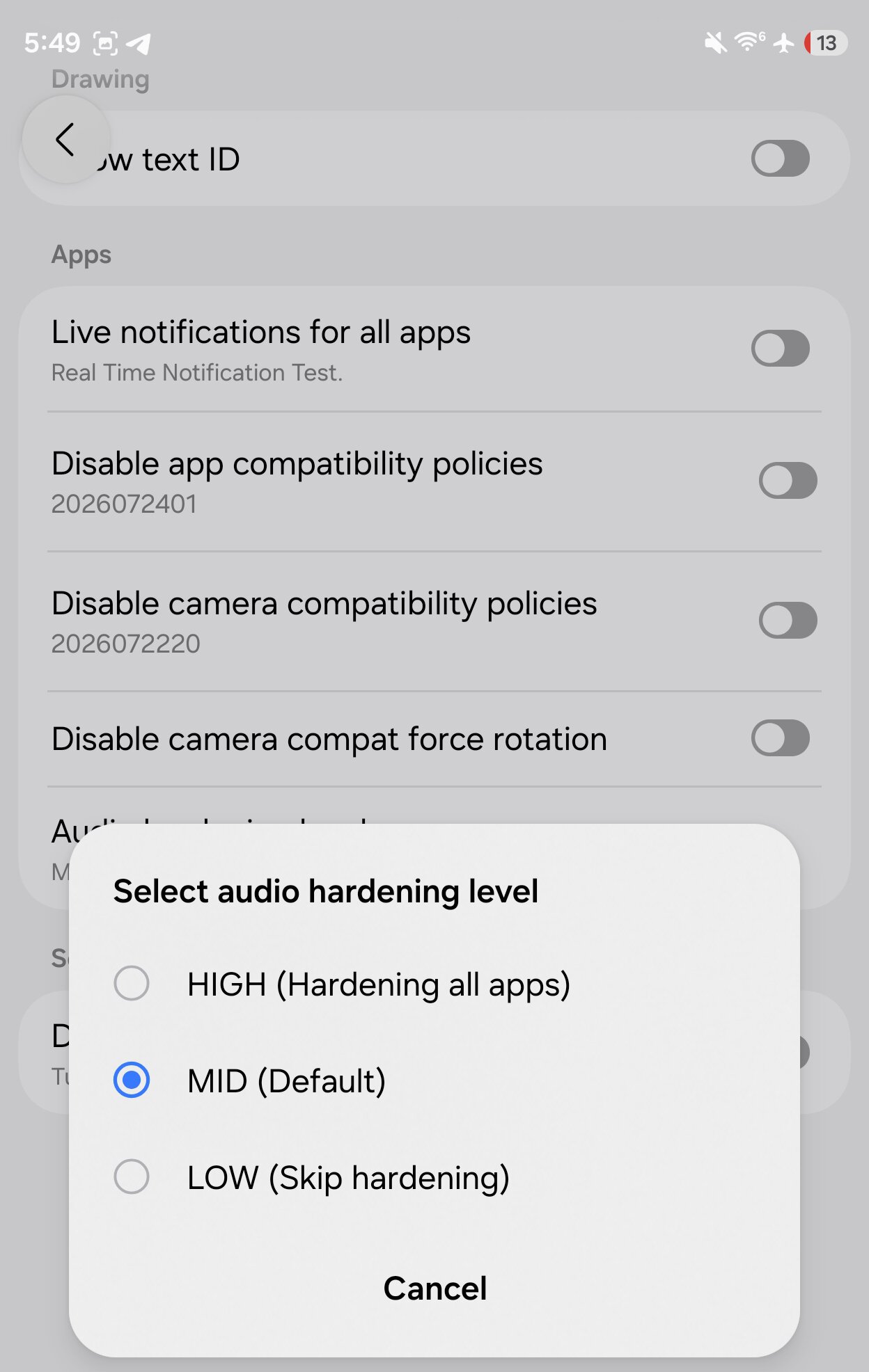 One UI 9 Audio Hardening Level 1