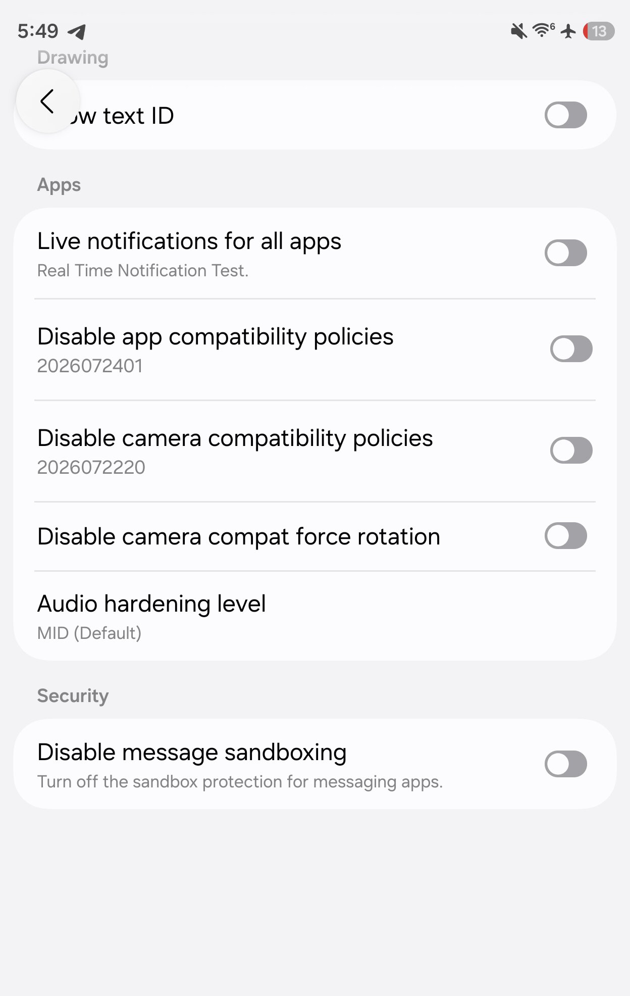 One UI 9 Audio Hardening Level
