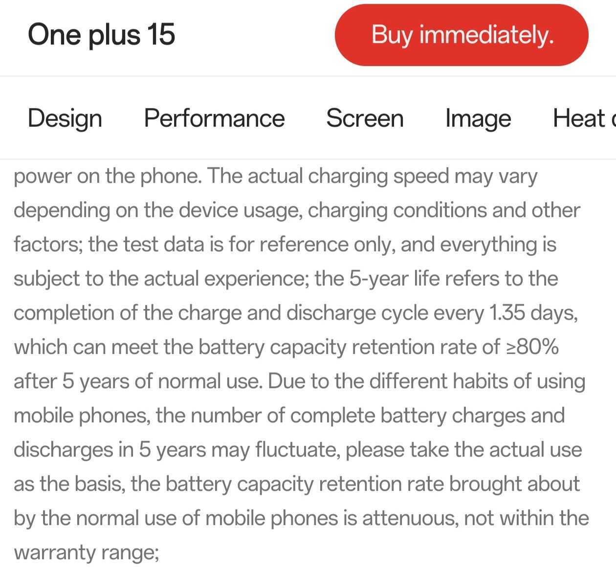 OnePlus 15 charging cycle fine print OnePlus 15 charging cycle fine print