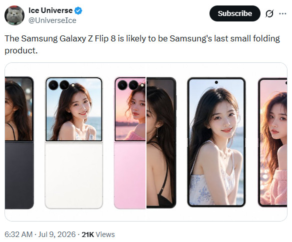 Samsung Galaxy Z Flip 8 last flip Ice Universe Samsung Galaxy Z Flip 8 last flip Ice Universe