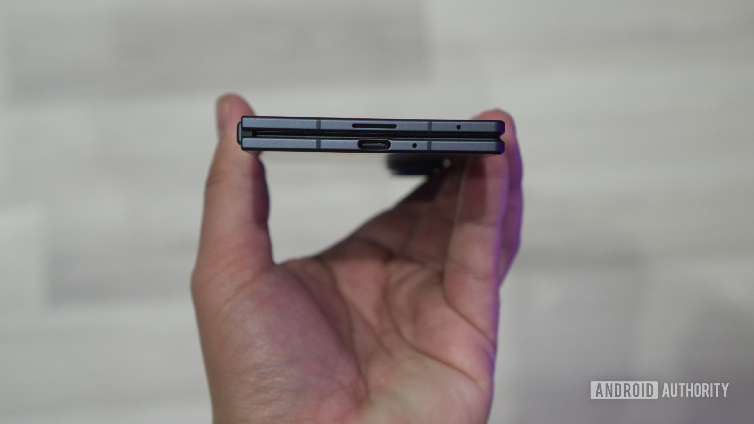 Samsung Galaxy Z Fold 8 Ultra chin showing USB C port Samsung Galaxy Z Fold 8 Ultra chin showing USB C port