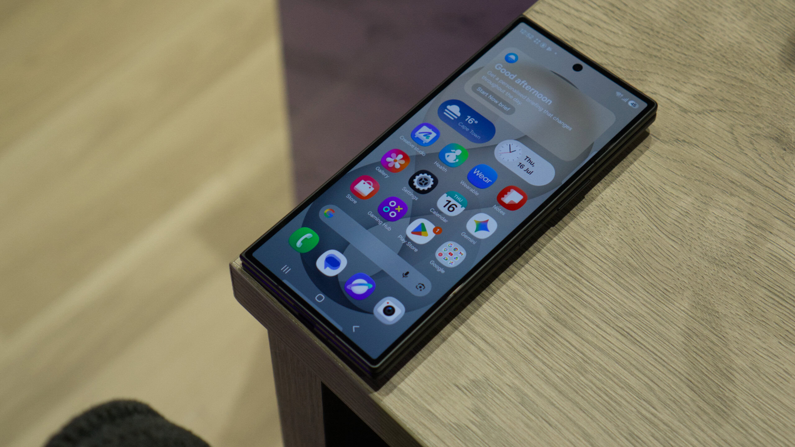 Samsung Galaxy Z Fold 8 Ultra cover screen on table Samsung Galaxy Z Fold 8 Ultra cover screen on table