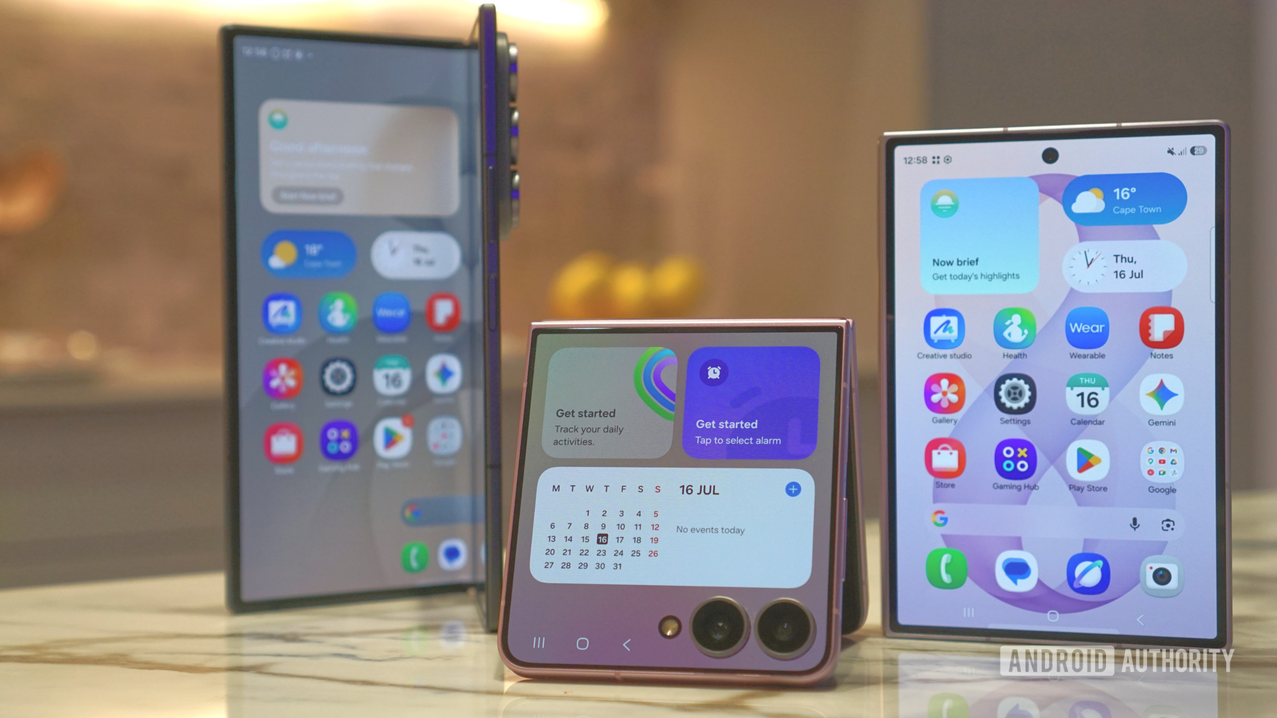 Samsung Galaxy Z8 family Z Fold 8 Z Fold 8 Ultra Z Flip 8 on table Samsung Galaxy Z8 family Z Fold 8 Z Fold 8 Ultra Z Flip 8 on table