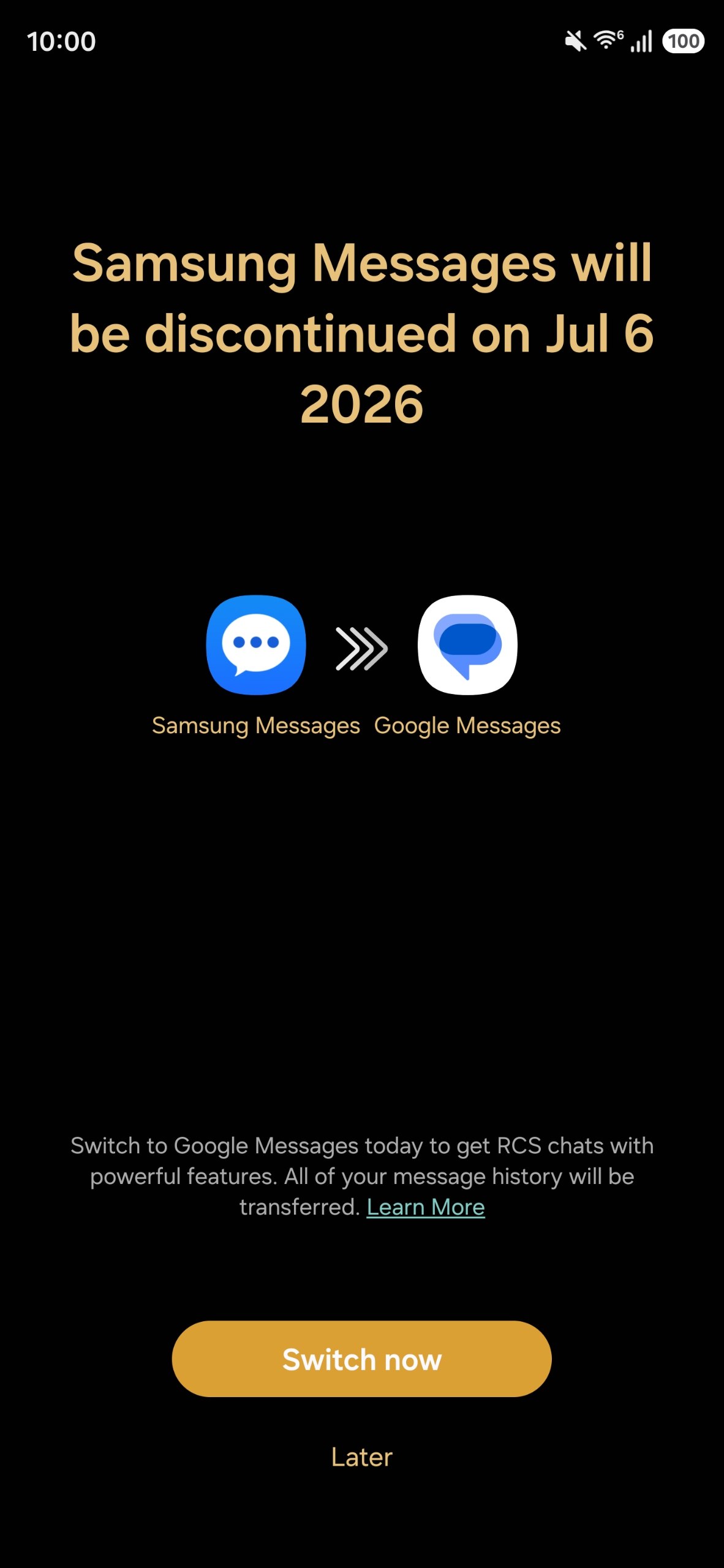 Samsung Messages end date Samsung Messages end date