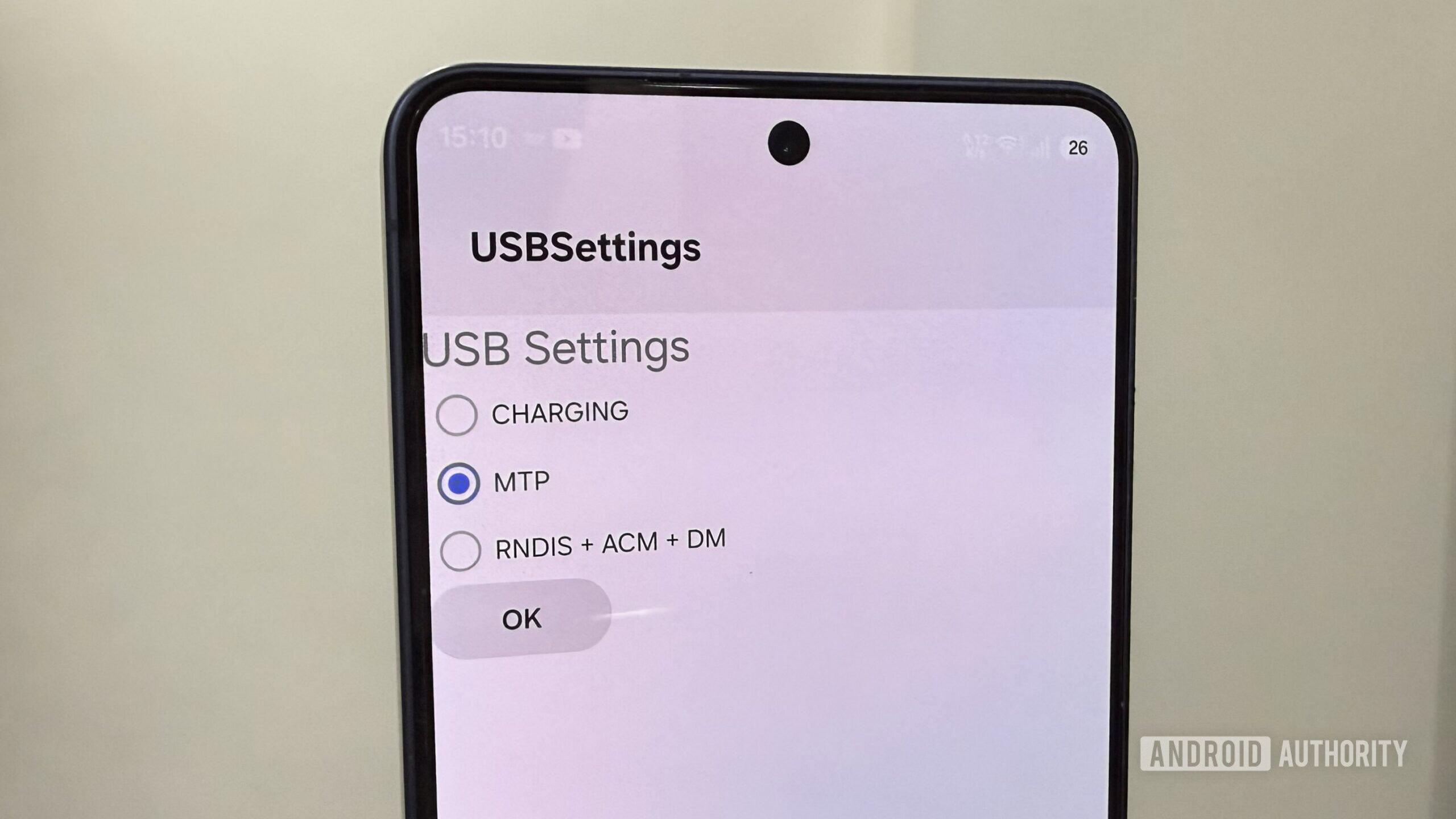 A Samsung phone showing the USB settings menu A Samsung phone showing the USB settings menu