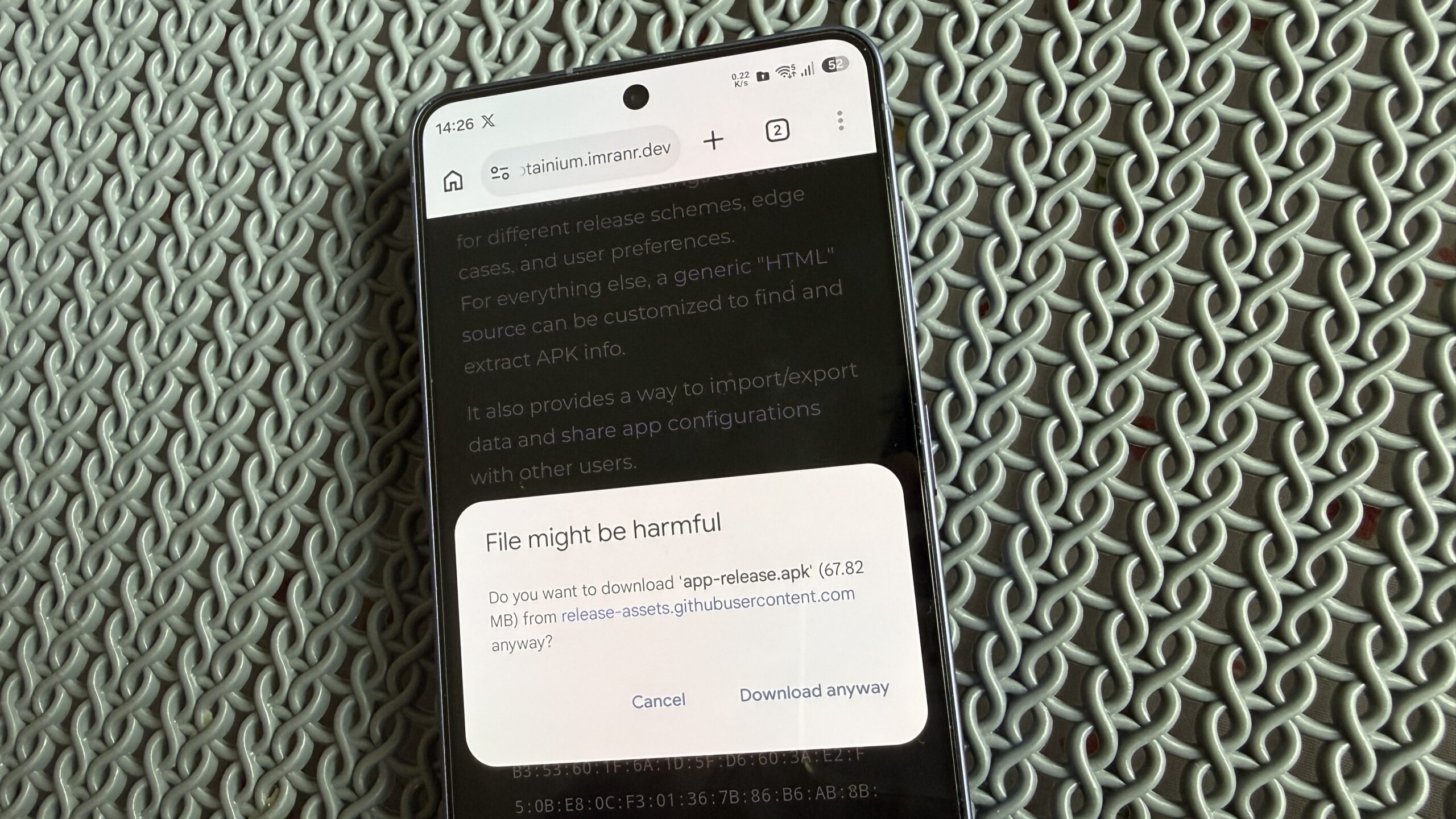 Samsung phone showing warning while downloading APK file Samsung phone showing warning while downloading APK file
