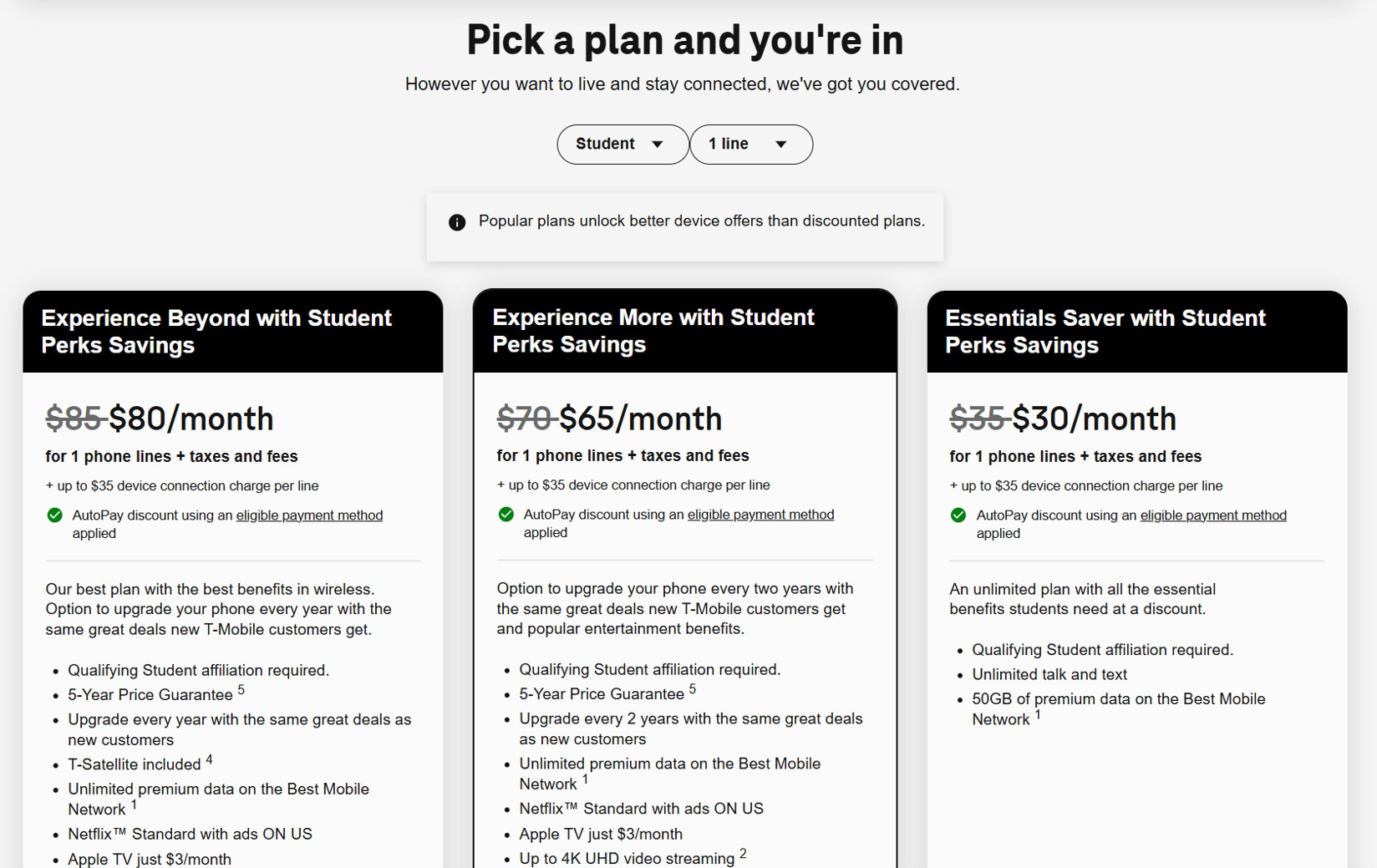 T Mobile Student Plans