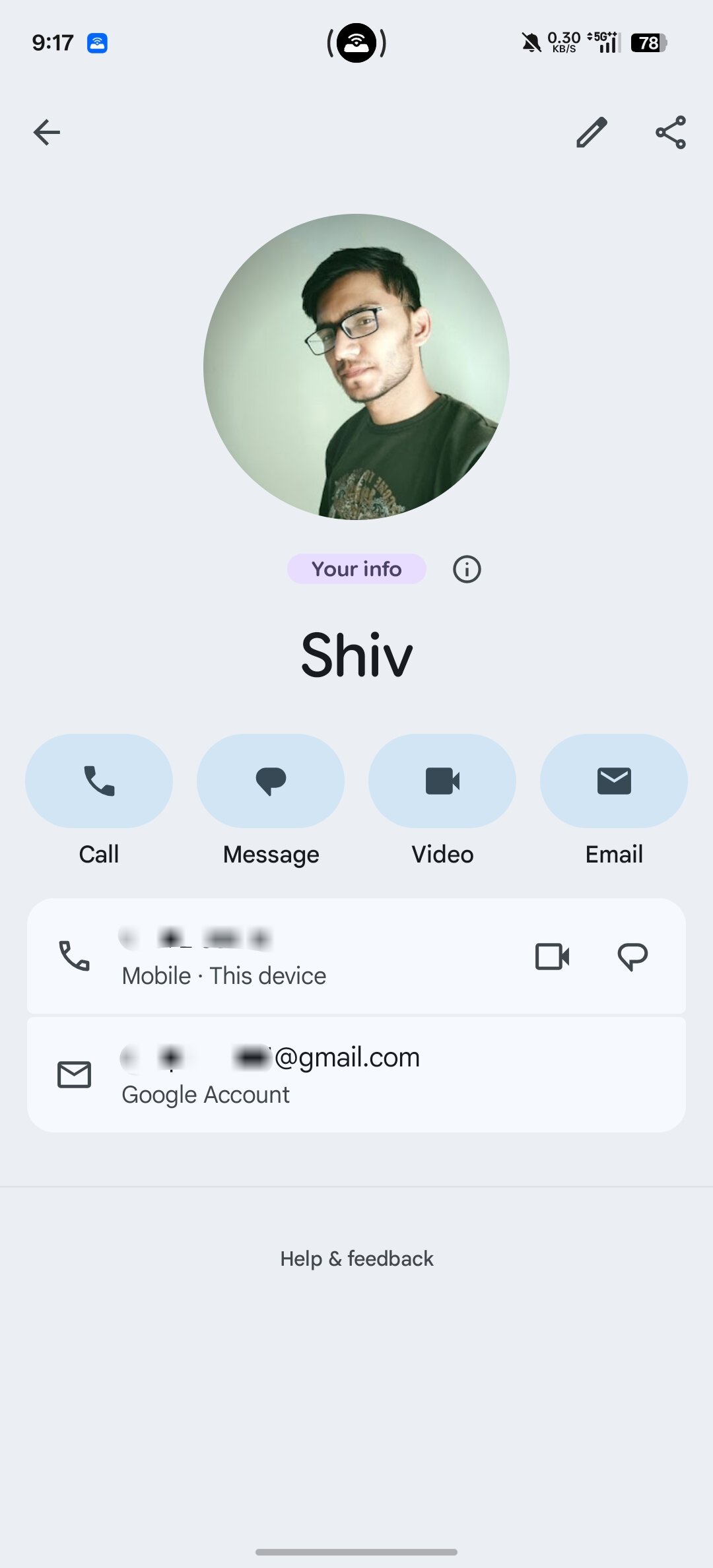 Google Contacts Your info 3