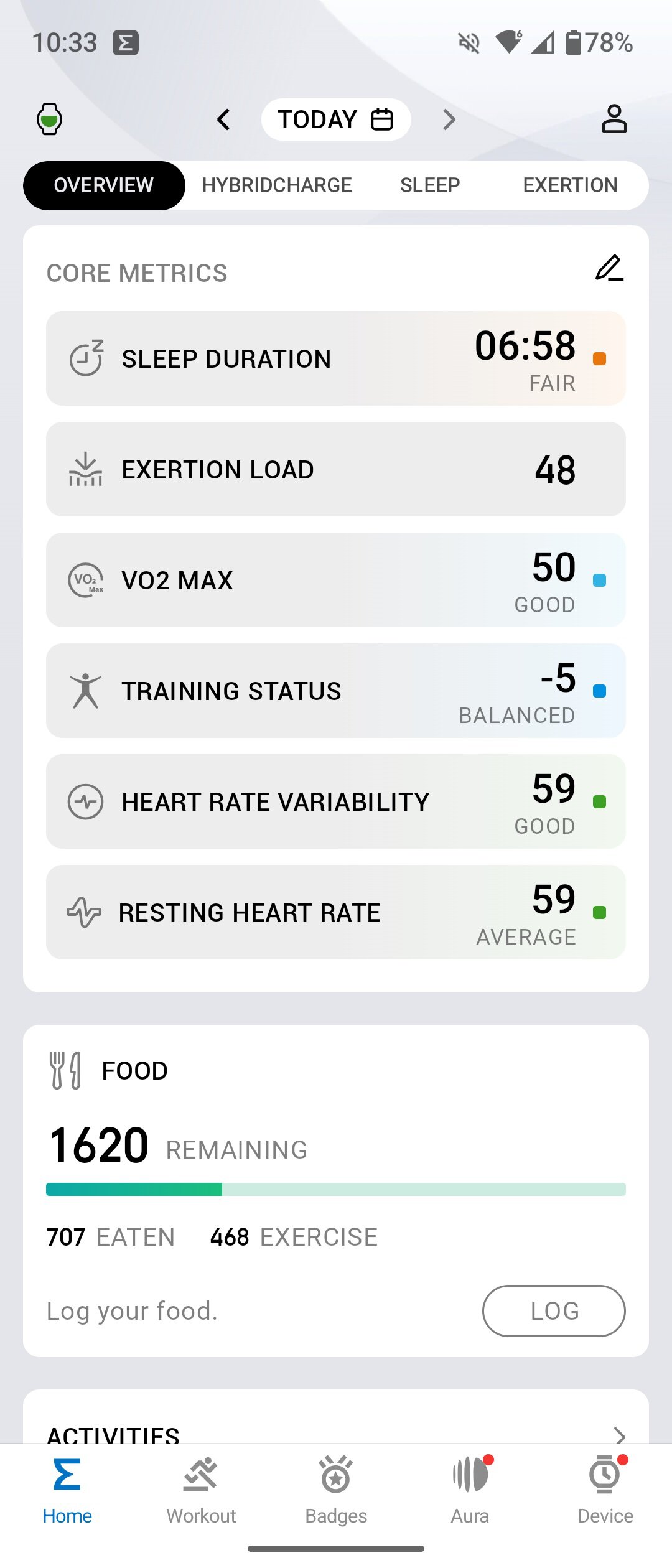 Screenshot of the Zepp app.