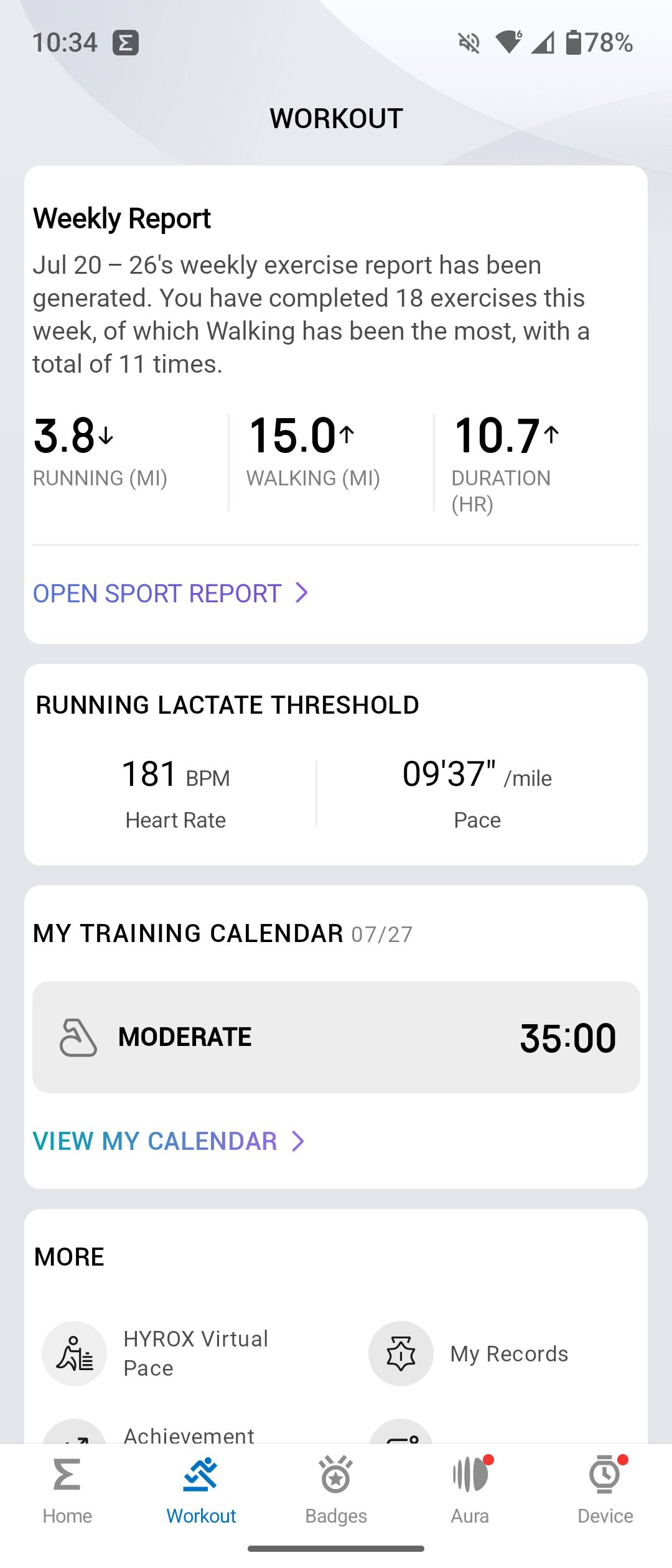 Screenshot of the Zepp app.