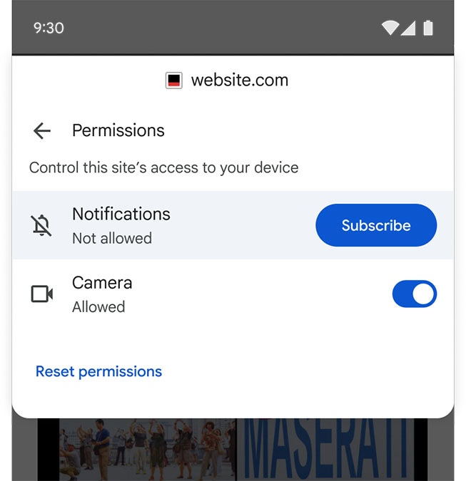 chrome notification permission in site controls ui image chrome notification permission in site controls ui image