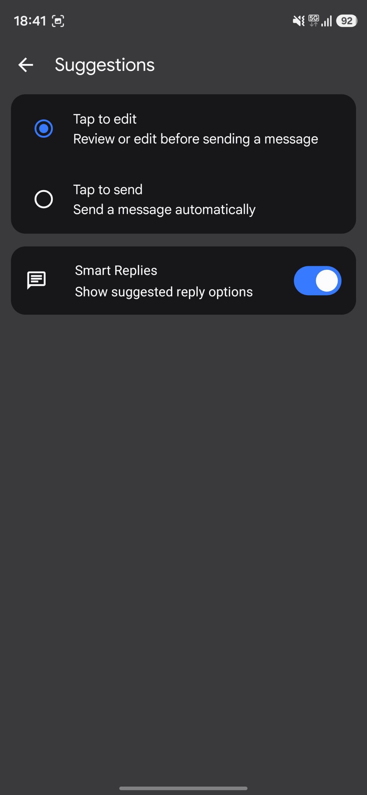 Changing Smart Reply suggestions' default behavior to edit.