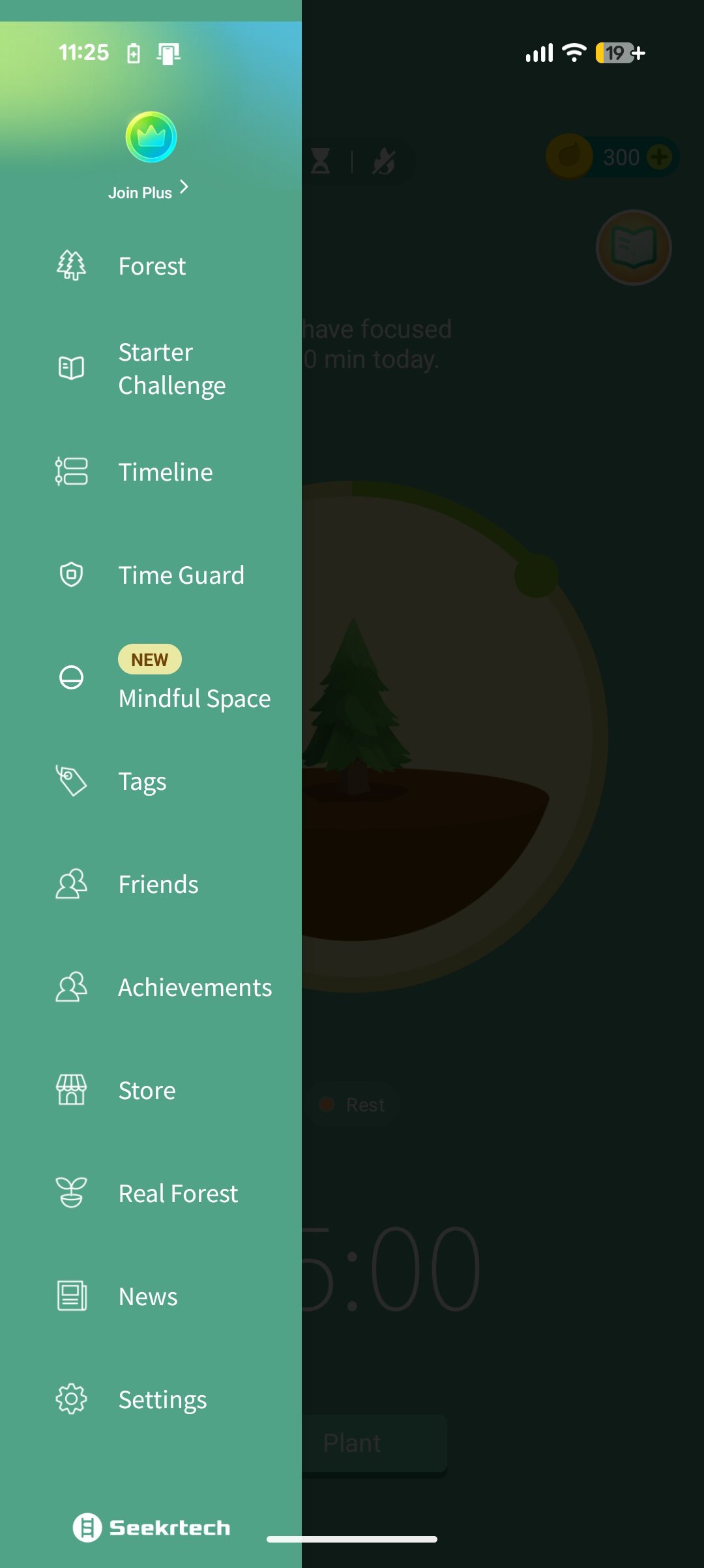 Screenshot of the Forest app.