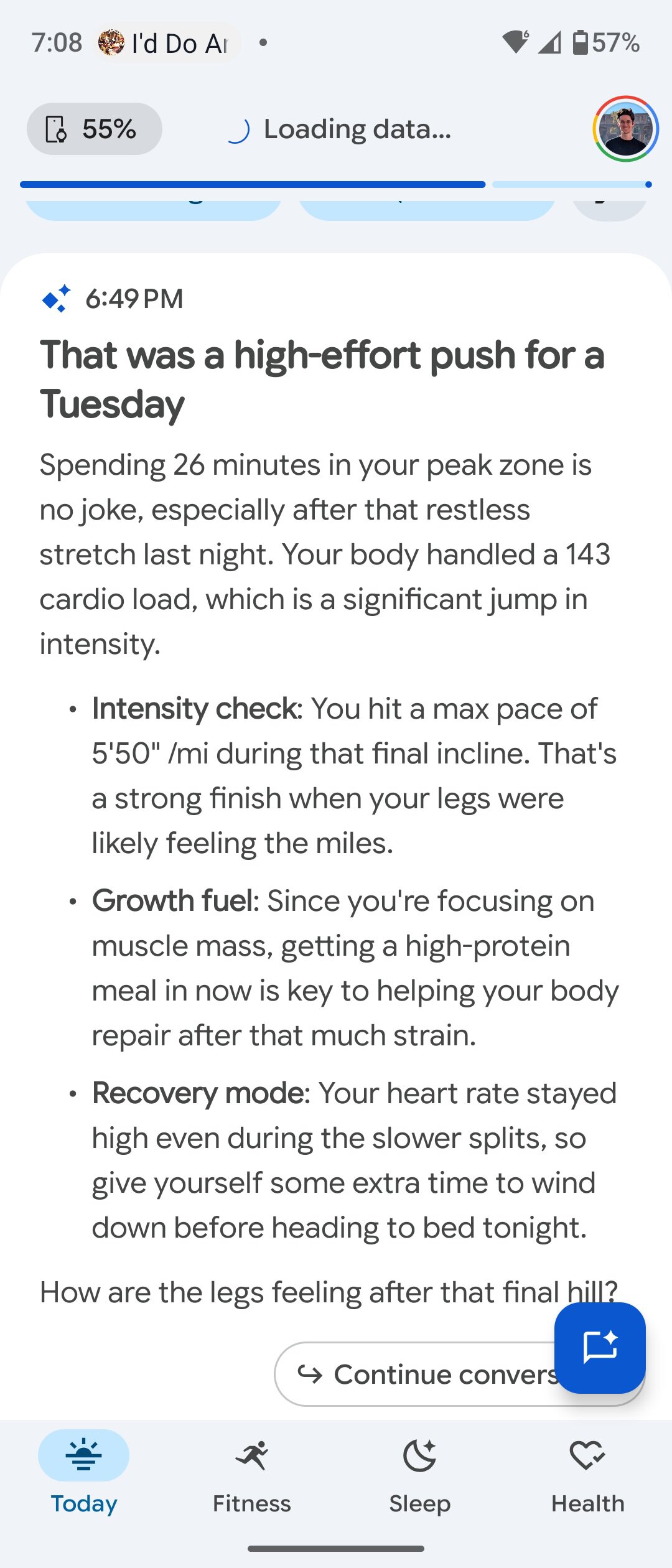 Screenshot of an AI summary in the Google Health app.