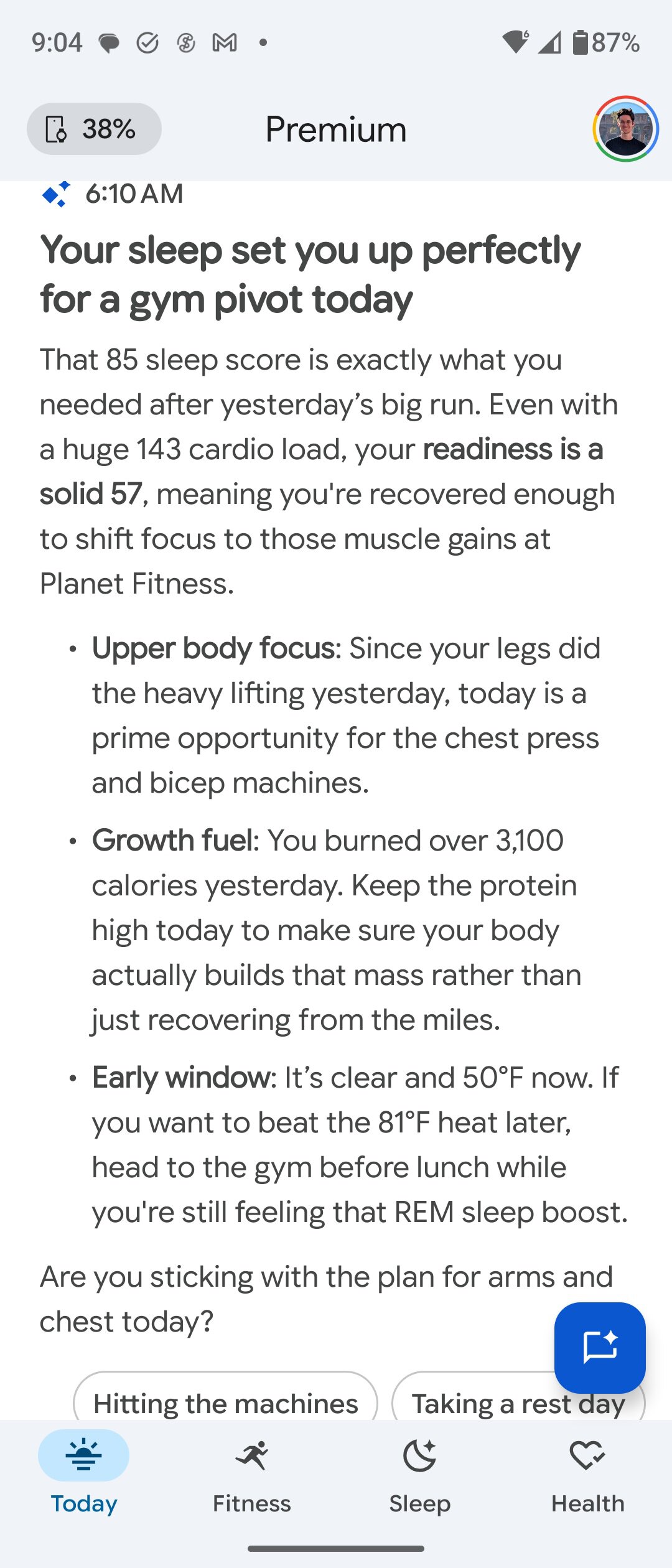 Screenshot of an AI summary in the Google Health app.