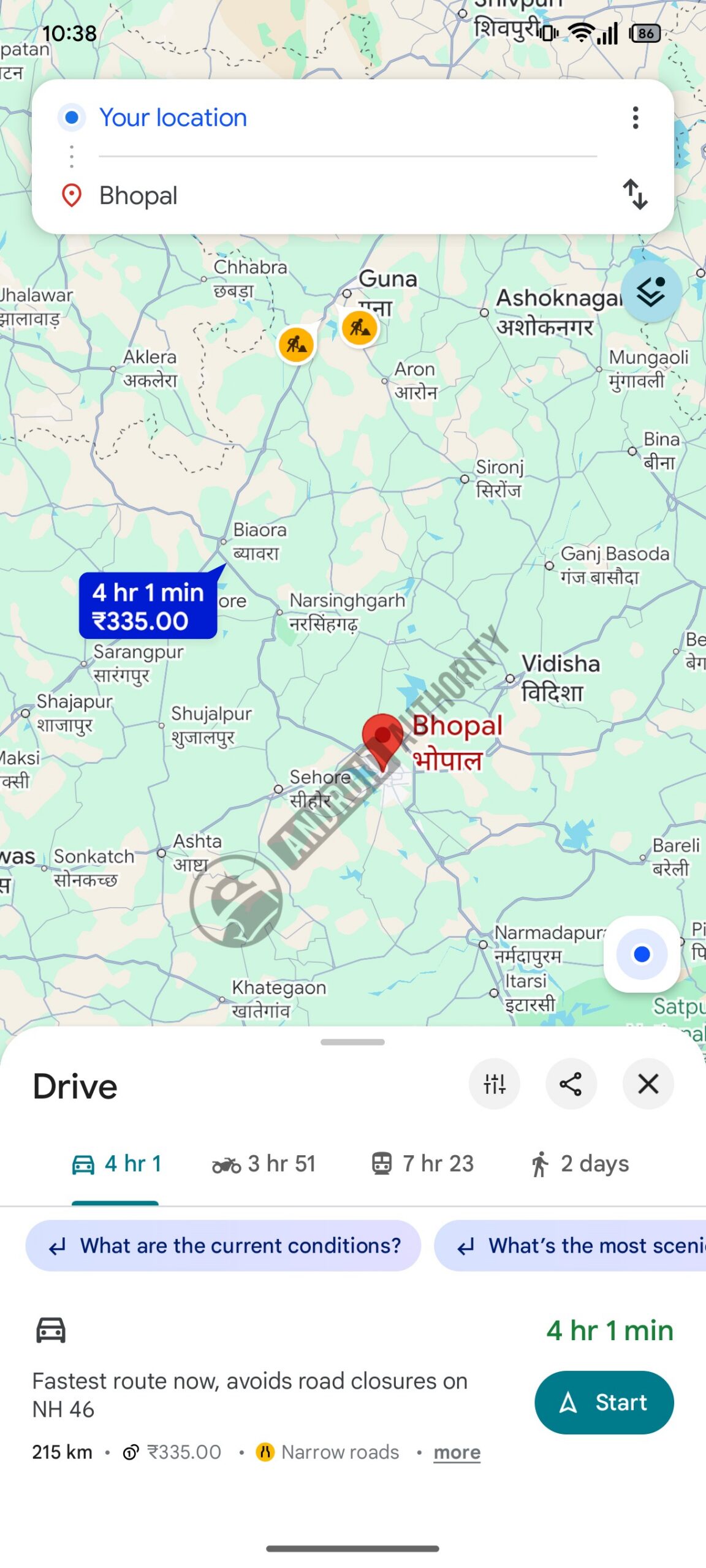 google maps ask maps suggestion chips within driving directions screen image 1 watermarked