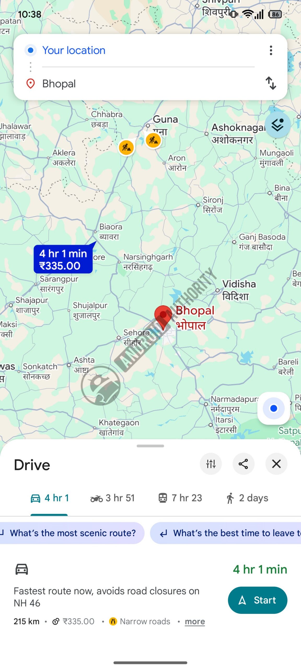 google maps ask maps suggestion chips within driving directions screen image 2 watermarked