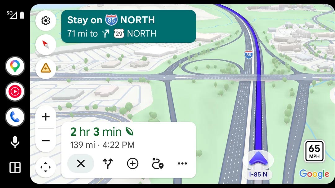 google maps immersive navigation android auto image from reddit