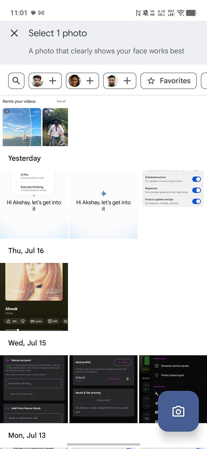 google photos ai editing tools floating camera button image