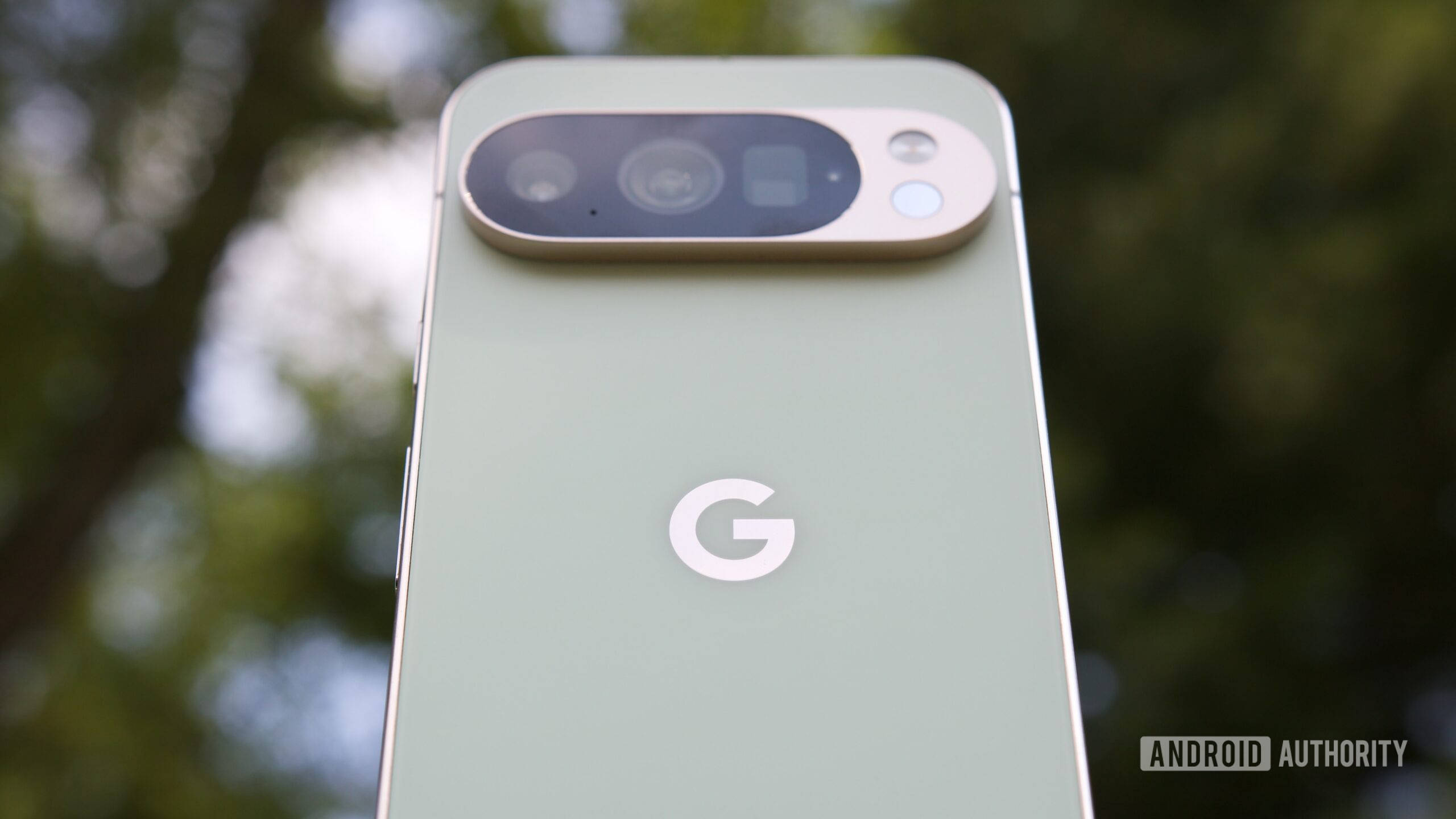 Close-up of the back of the Google Pixel 10 Pro.