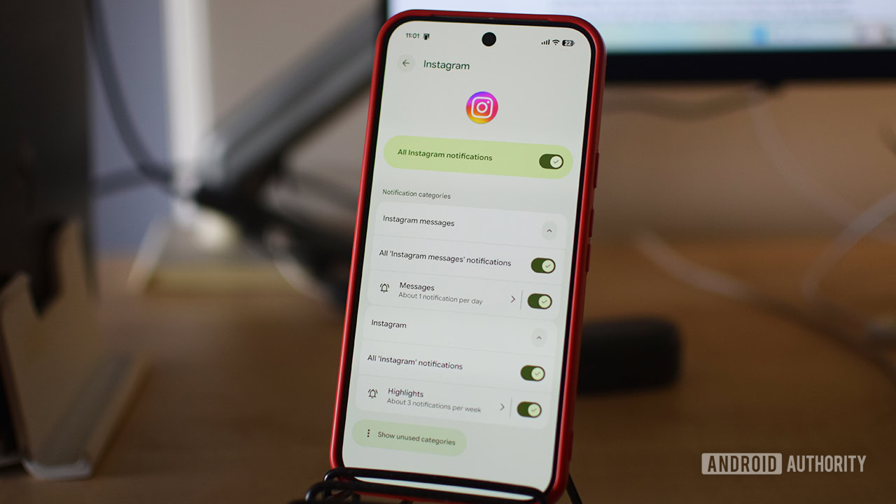 instagram notification blocking Adjusting notification settings for the Instagram app on Android.