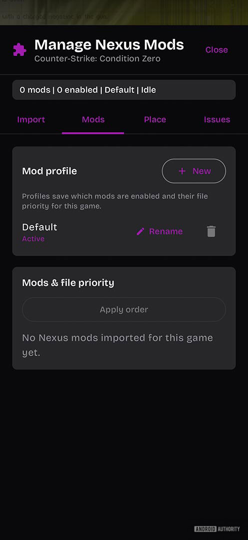 manage nexus mods in gamenative