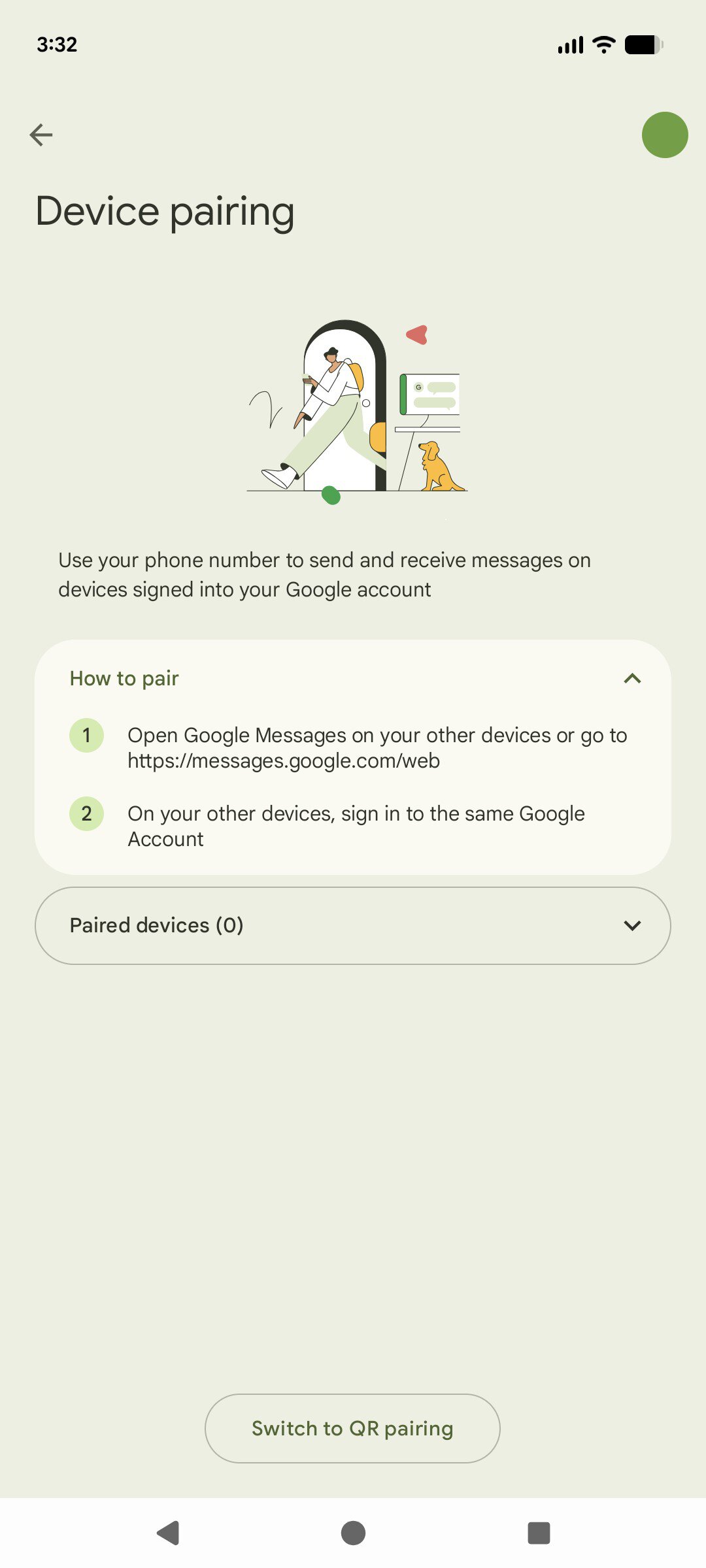 messages qr pairing still us 1